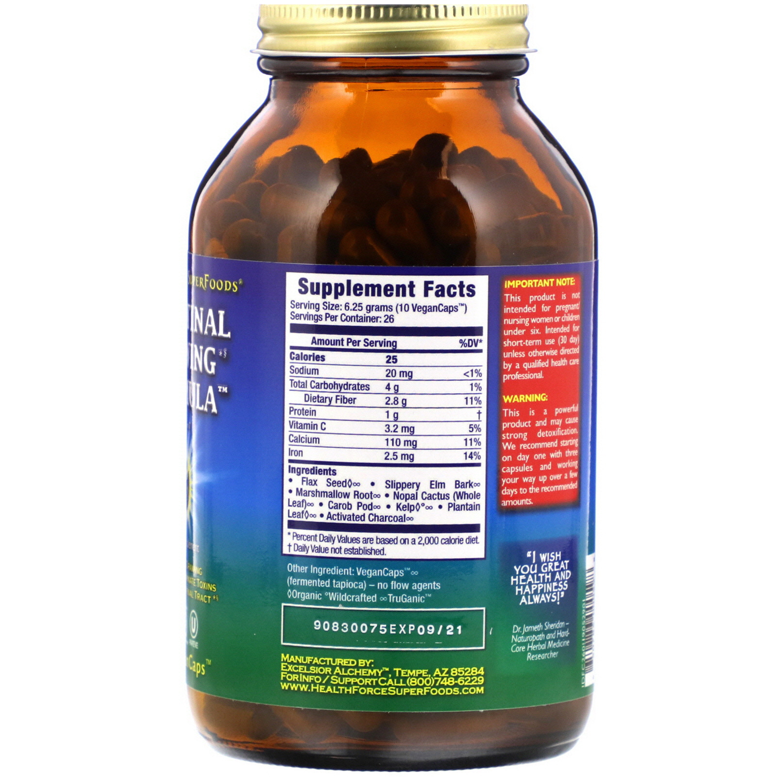 HealthForce Superfoods, Intestinal Drawing Formula, 260 Vegan Caps - Imagem 2