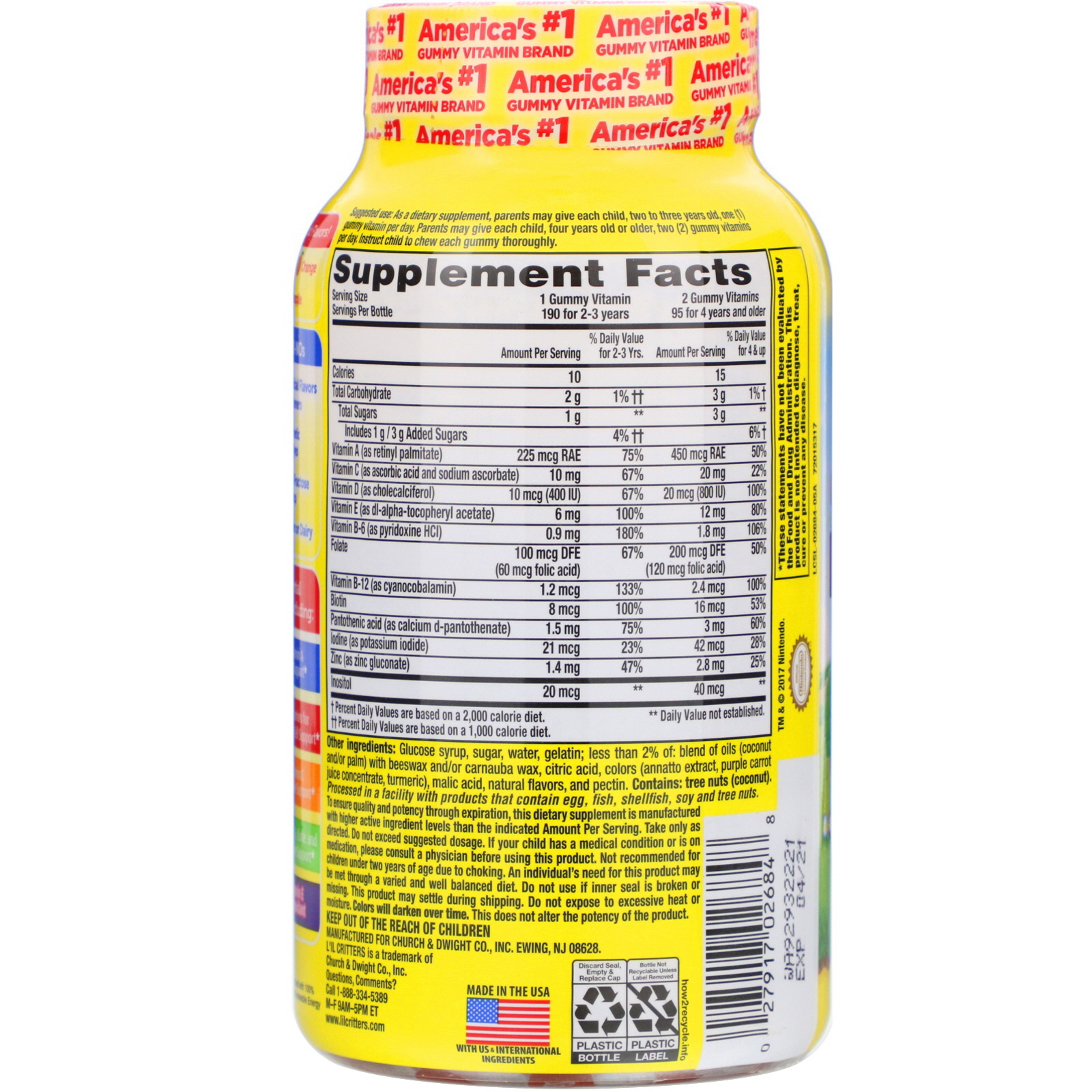 L'il Critters, Complete Multivitamin Gummies, Super Mario Power Ups, Natural Fruit Flavors, 190 Gummies - Imagem 2