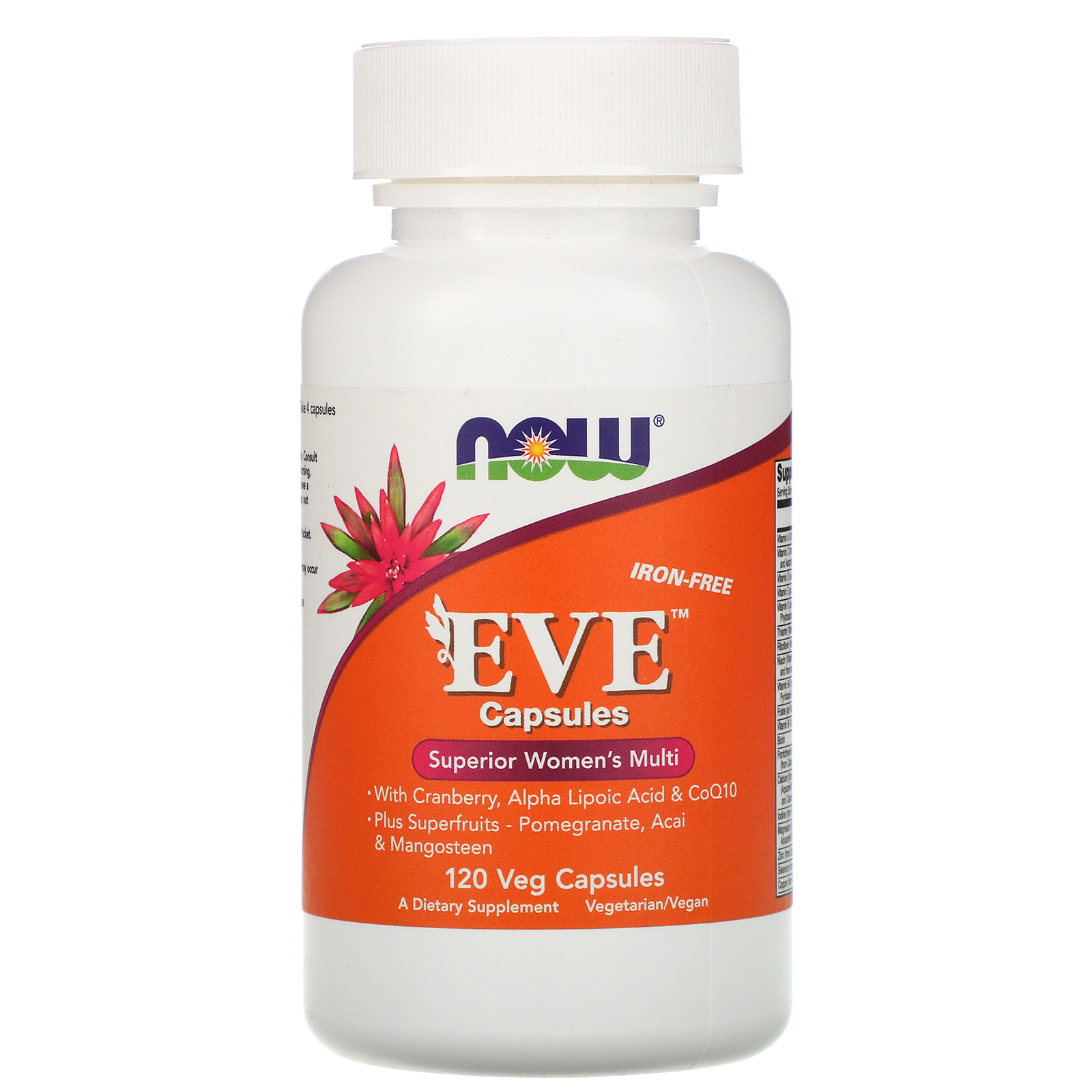 Now Foods, Eve Cápsulas, Multivitamínico Superior para Mulheres, Sem Ferro, 120 Cápsulas Vegetais
