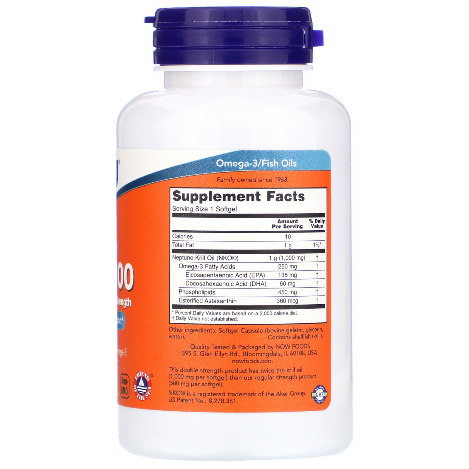 Now Foods, Neptune Krill 1000, Double Strength, 1.000 mg, 60 Cápsulas Softgel - Imagem 2