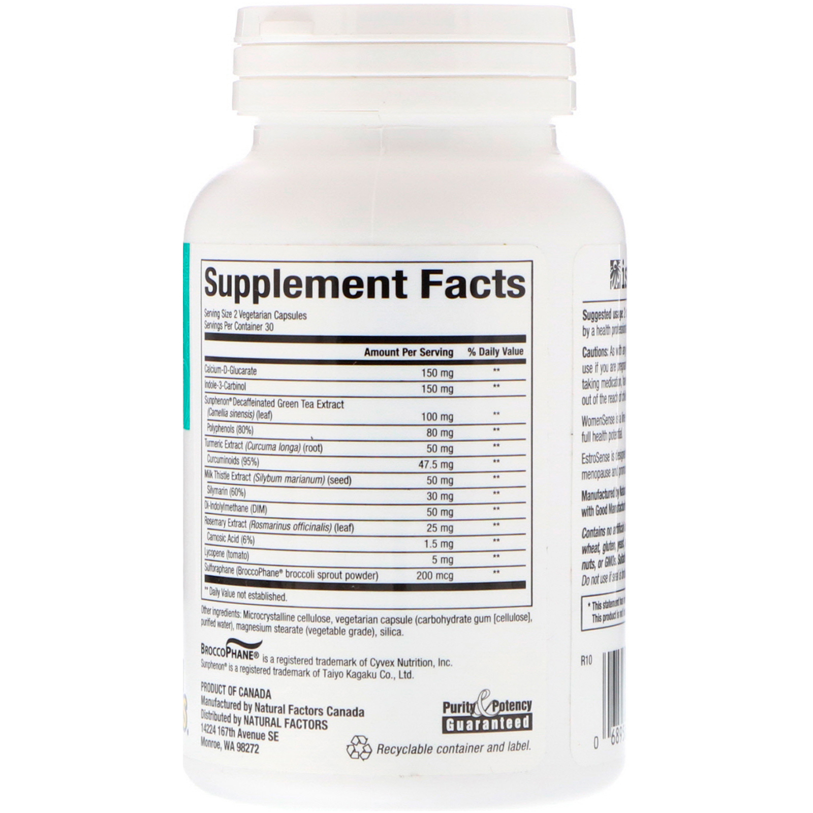 Natural Factors, WomenSense, EstroSense, Equilíbrio Hormonal, 60 Cápsulas Vegetarianas - Imagem 2