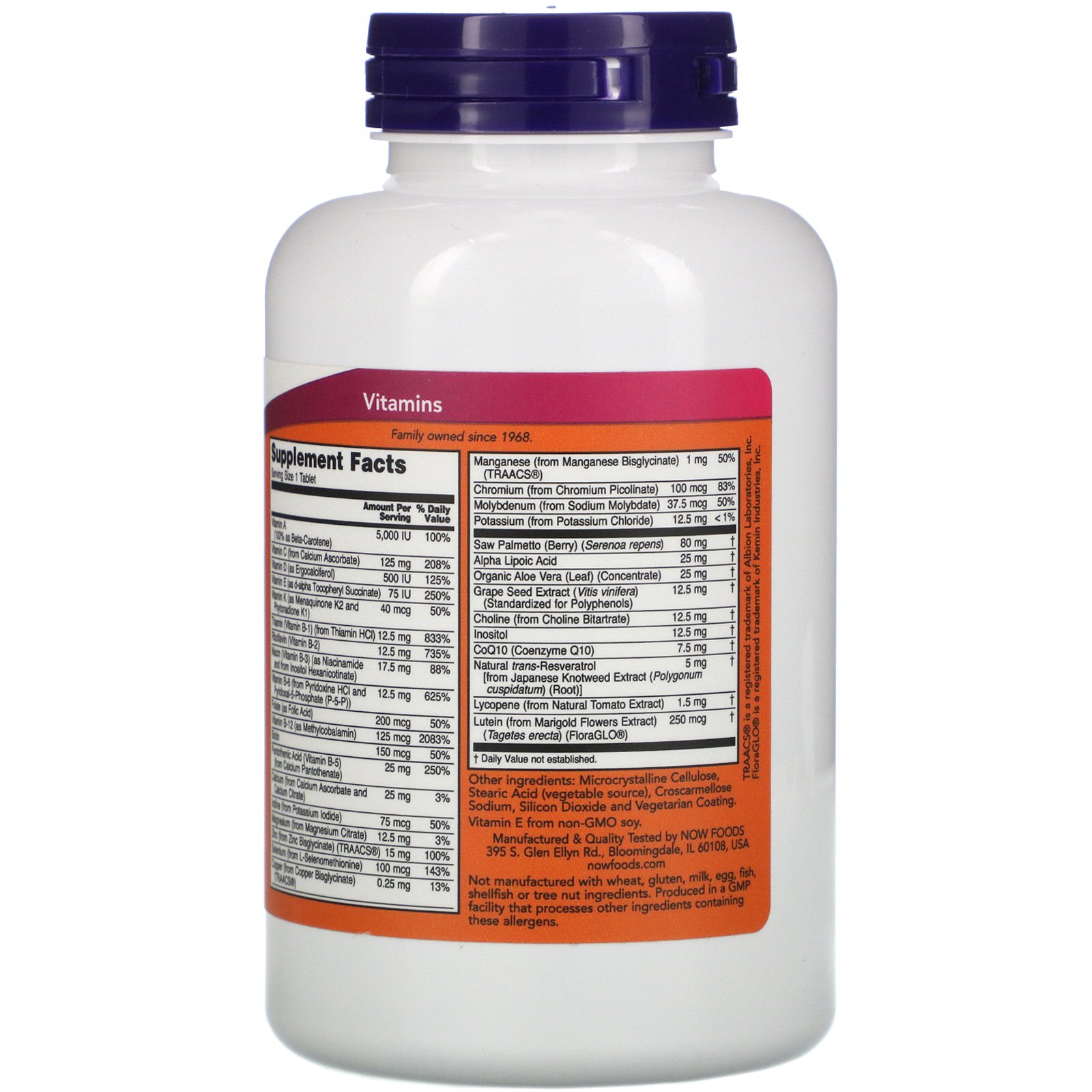 Now Foods, ADAM, Multivitamínico Superior Para Homens, 120 Comprimidos - Imagem 3
