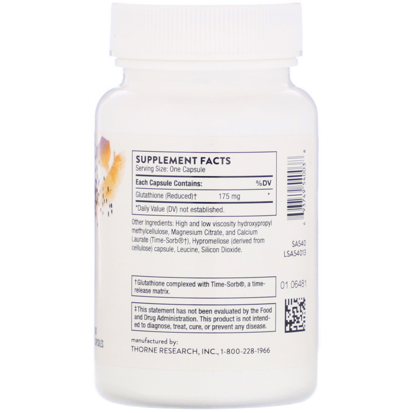 Thorne Research, Glutathione-SR, 60 Cápsulas - Imagem 2