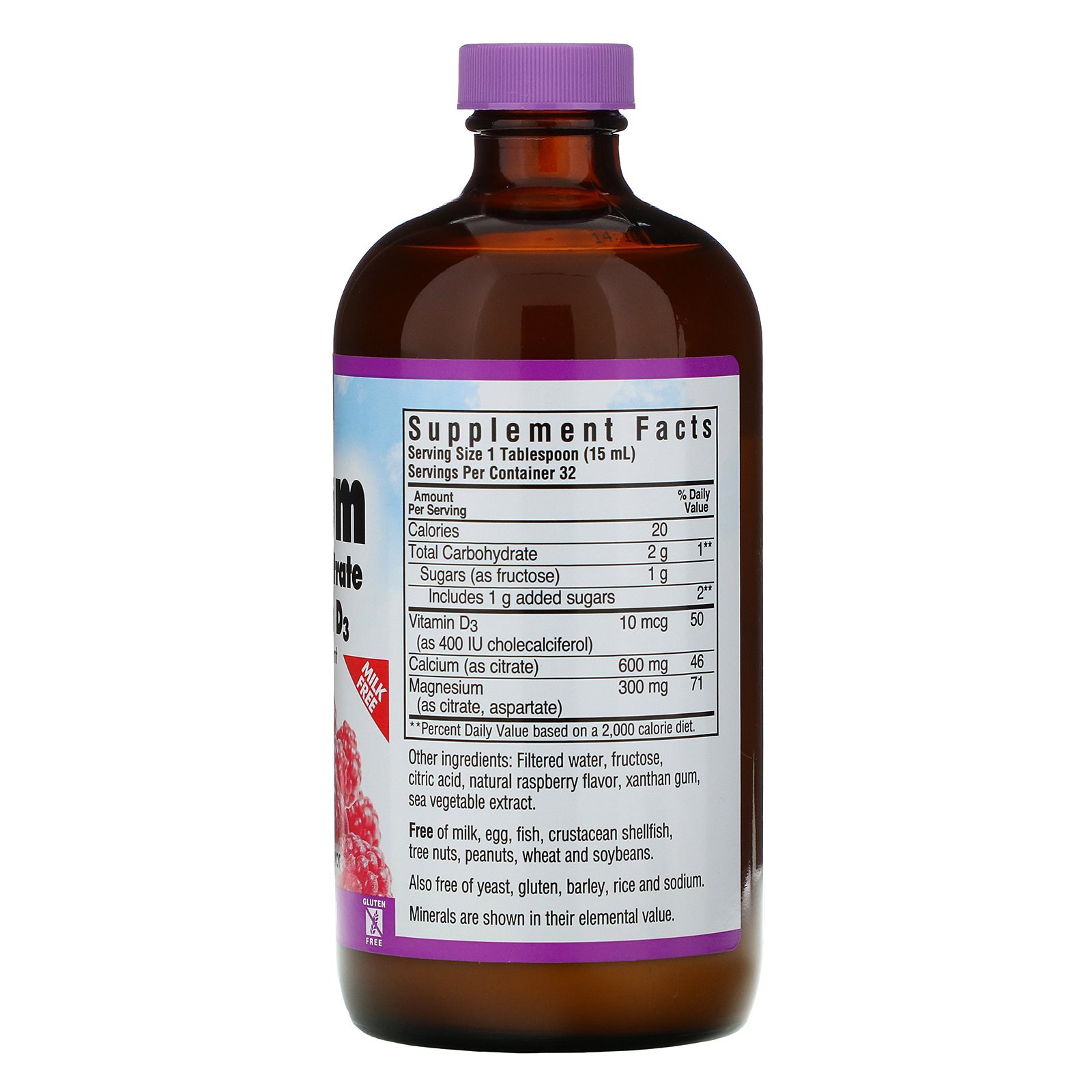 Bluebonnet Nutrition, Cálcio Líquido, citrato de magnésio e vitamina D3, sabor natural de framboesa, 16 fl oz (472 ml) - Imagem 2