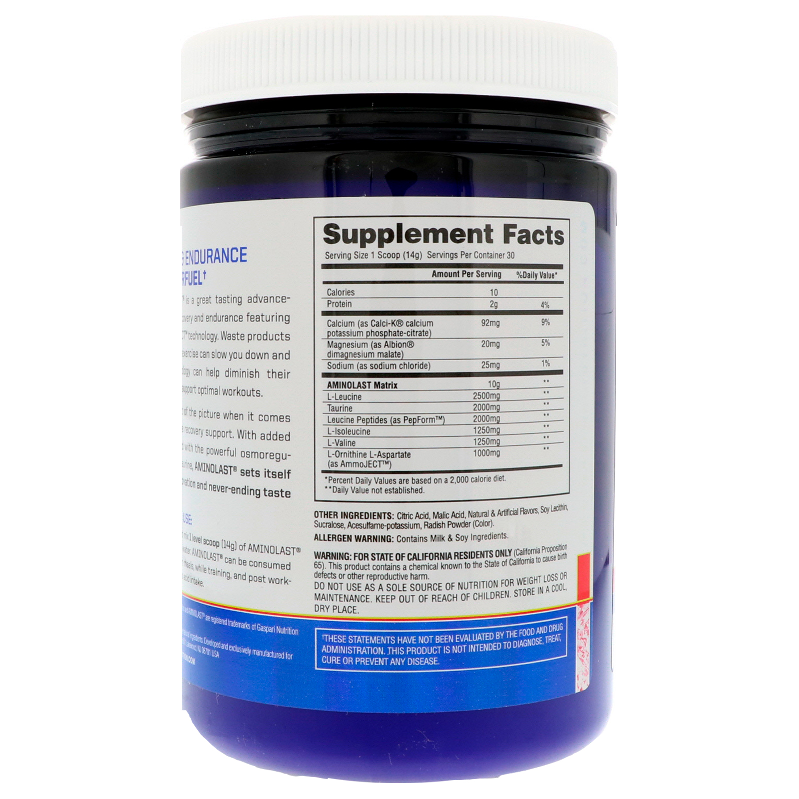 Gaspari Nutrition, Superalimento de Aminoácidos Ramificados Para Recuperação e Durabilidade Aminolast, Morango e Kiwi, 420g - Imagem 2