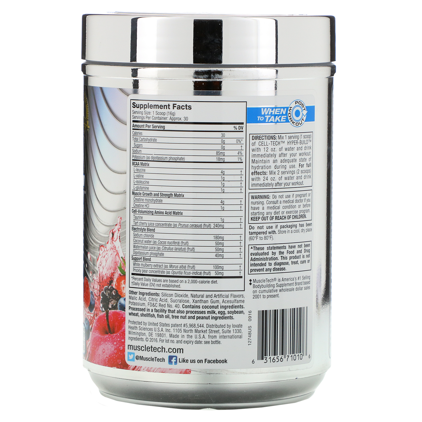 Muscletech, Performance Series, CELL-TECH HYPER-BUILD, Extreme Fruit Punch, 1.07 lbs (485 g) - Imagem 2