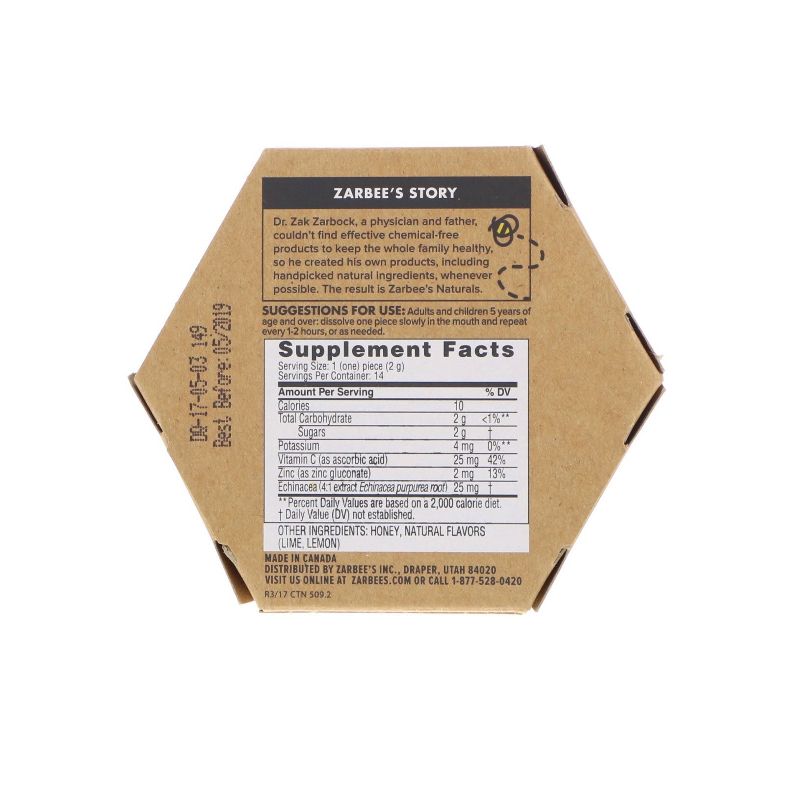 Zarbee's, 96% Honey Cough Soothers + Immune Support, Natural Citrus Flavor, 14 Pieces - Imagem 2