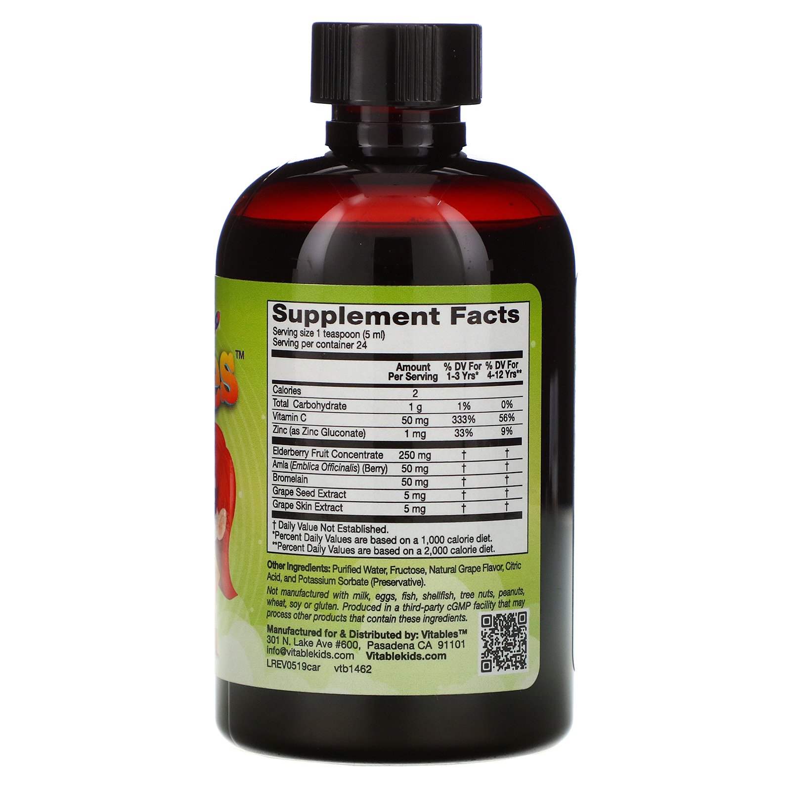 Vitables, Mistura Líquida para Alívio da Alergia Para Crianças, Sem Álcool, Sabor de Uva, 120 ml (4 fl oz) - Imagem 2
