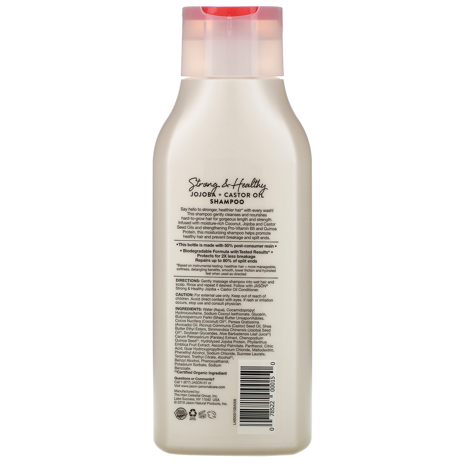 Jason Natural, Long & Strong Jojoba Shampoo, 16 fl oz (473 ml) - Imagem 2