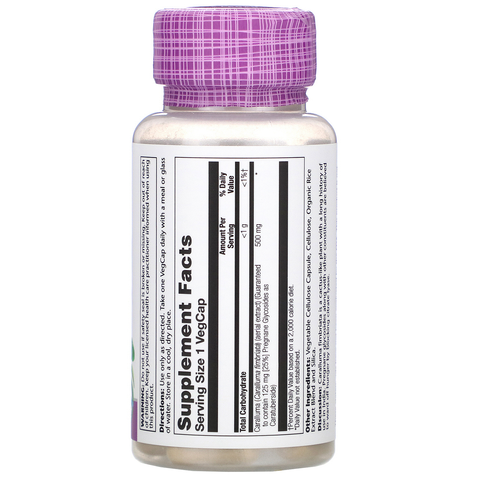 Solaray, Caralluma Aerial Extract, 500 mg, 30 VegCaps - Imagem 2
