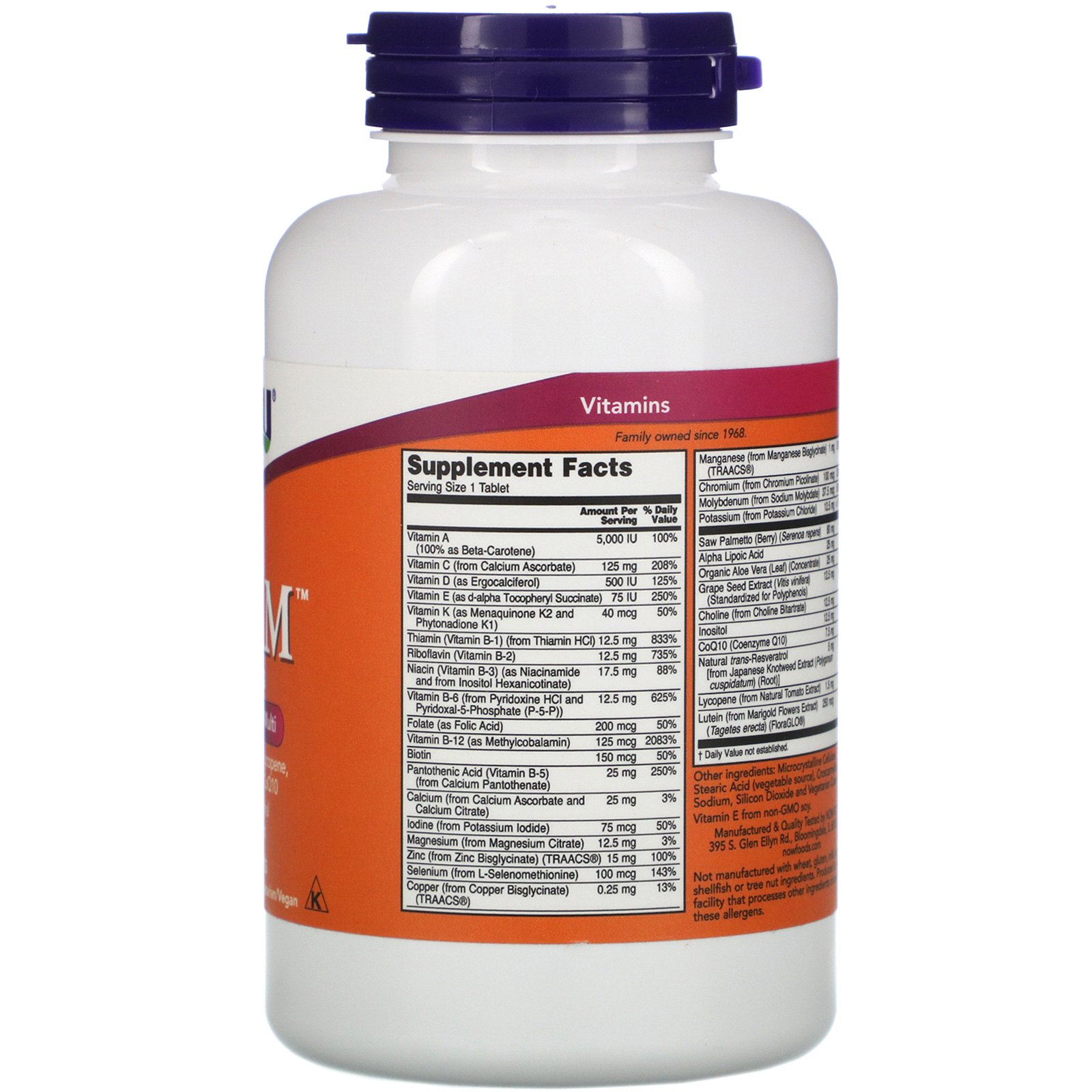 Now Foods, ADAM, Multivitamínico Superior Para Homens, 120 Comprimidos - Imagem 2