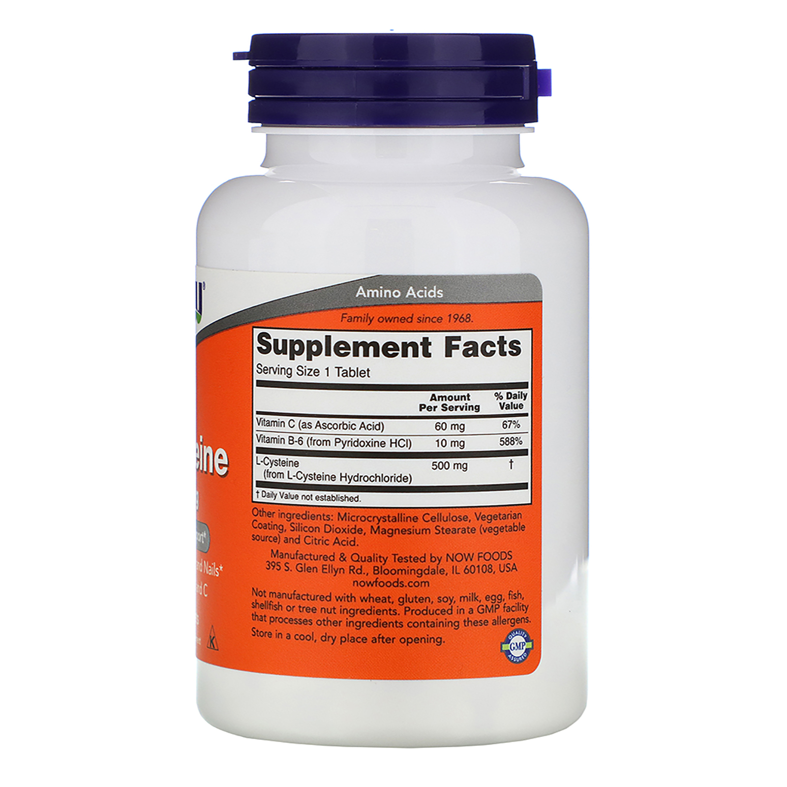 Now Foods, L-Cisteína, 500 mg, 100 Comprimidos - Imagem 2