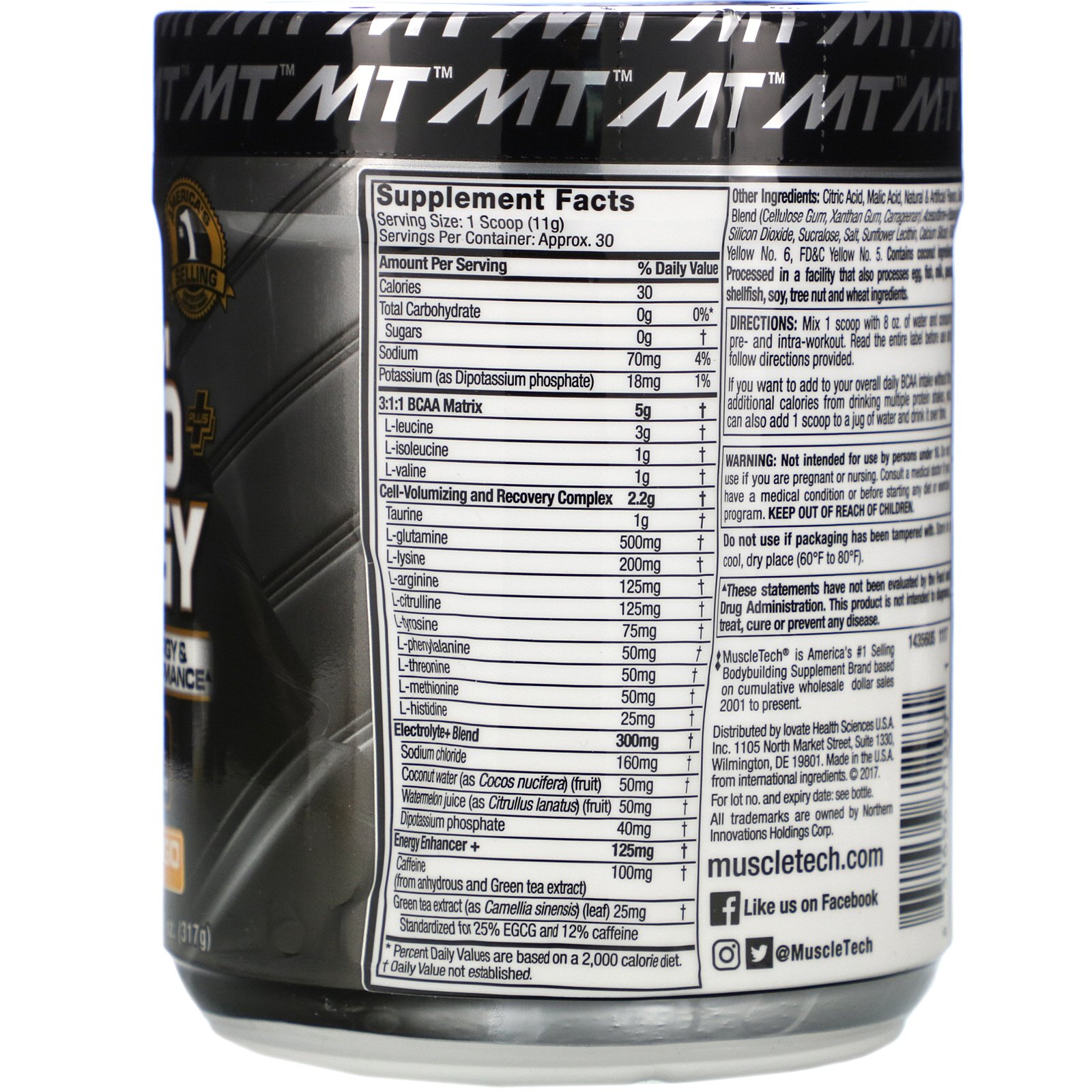 Muscletech, Platinum Amino Plus Energy, Manga Tropical, 317 g (11,19 oz) - Imagem 2