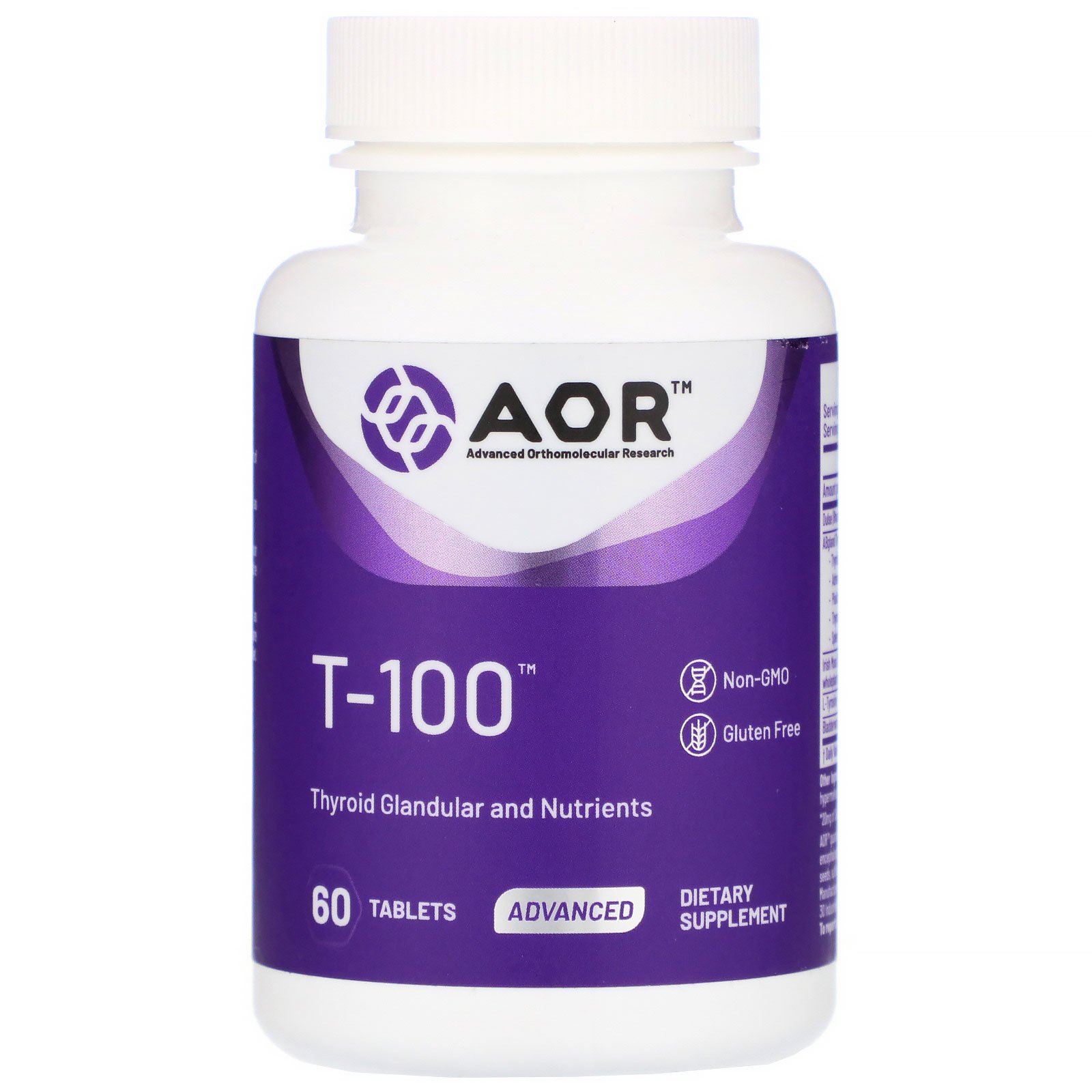 Advanced Orthomolecular Research AOR, T-100, 60 Comprimidos