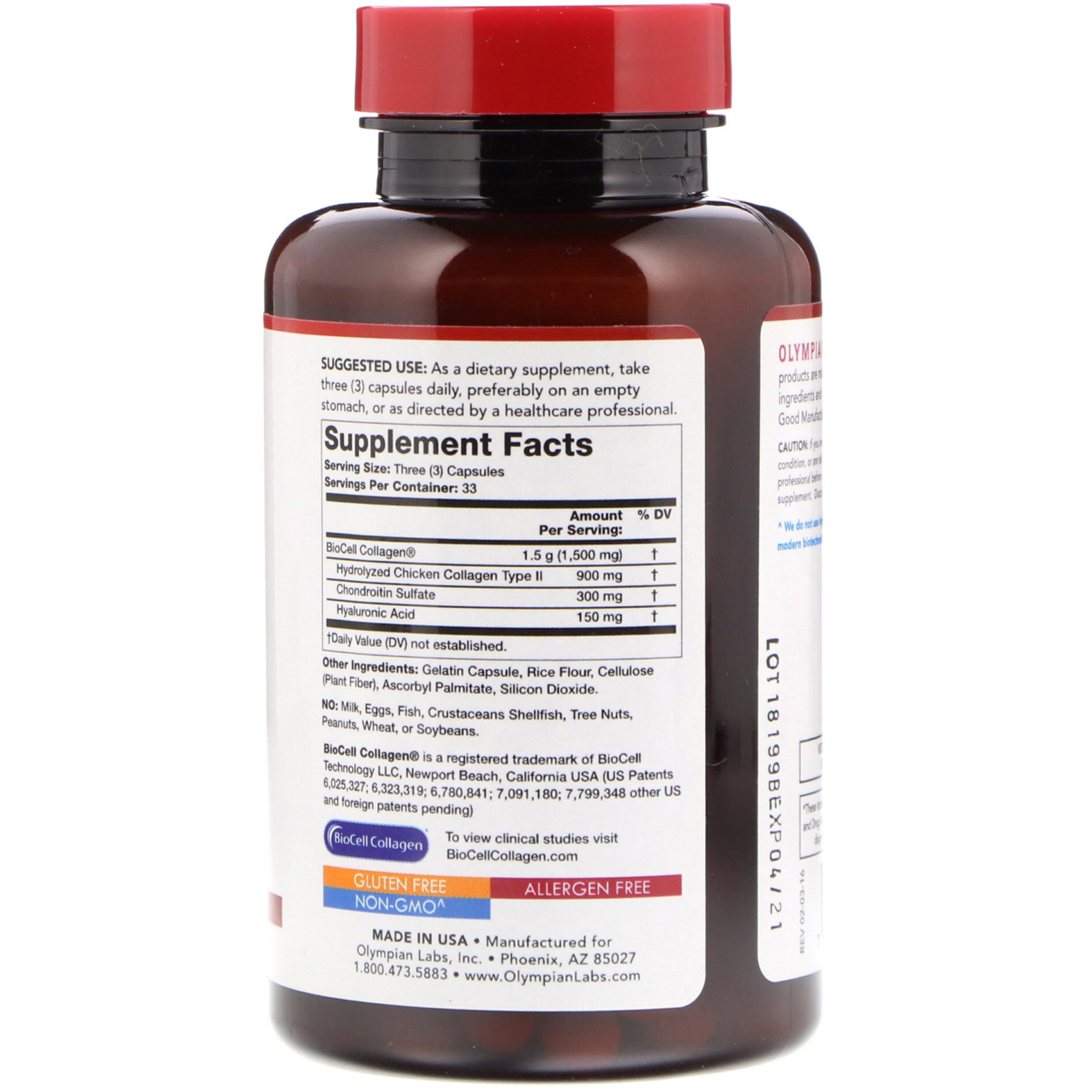 Olympian Labs, Ácido Hialurônico, 150 mg, 100 Cápsulas - Imagem 2