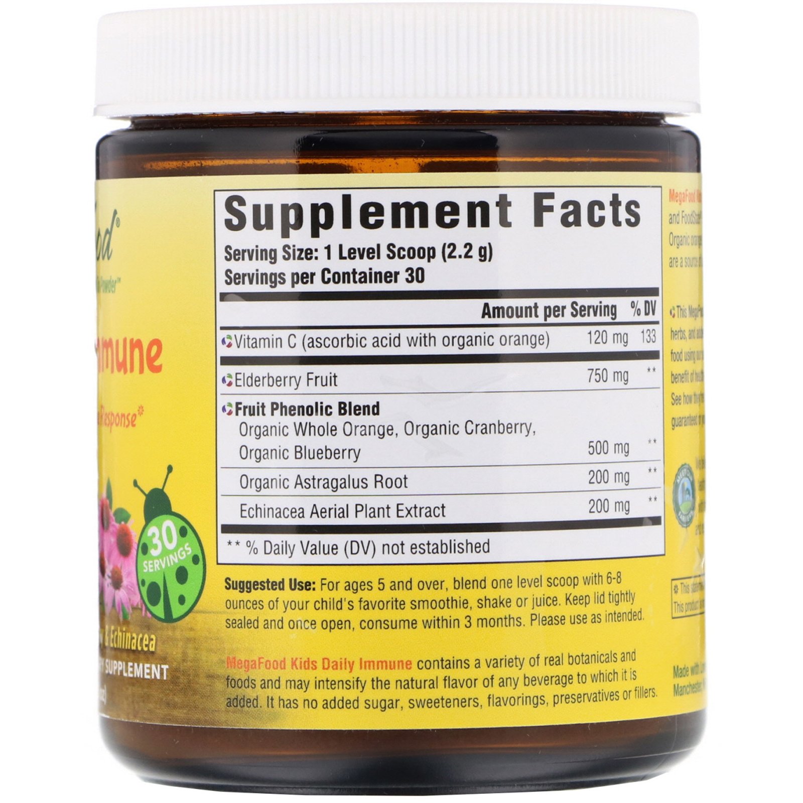MegaFood, Imunológico Diário para Crianças, sem açúcar, 2,3 onças (66 g) - Imagem 2
