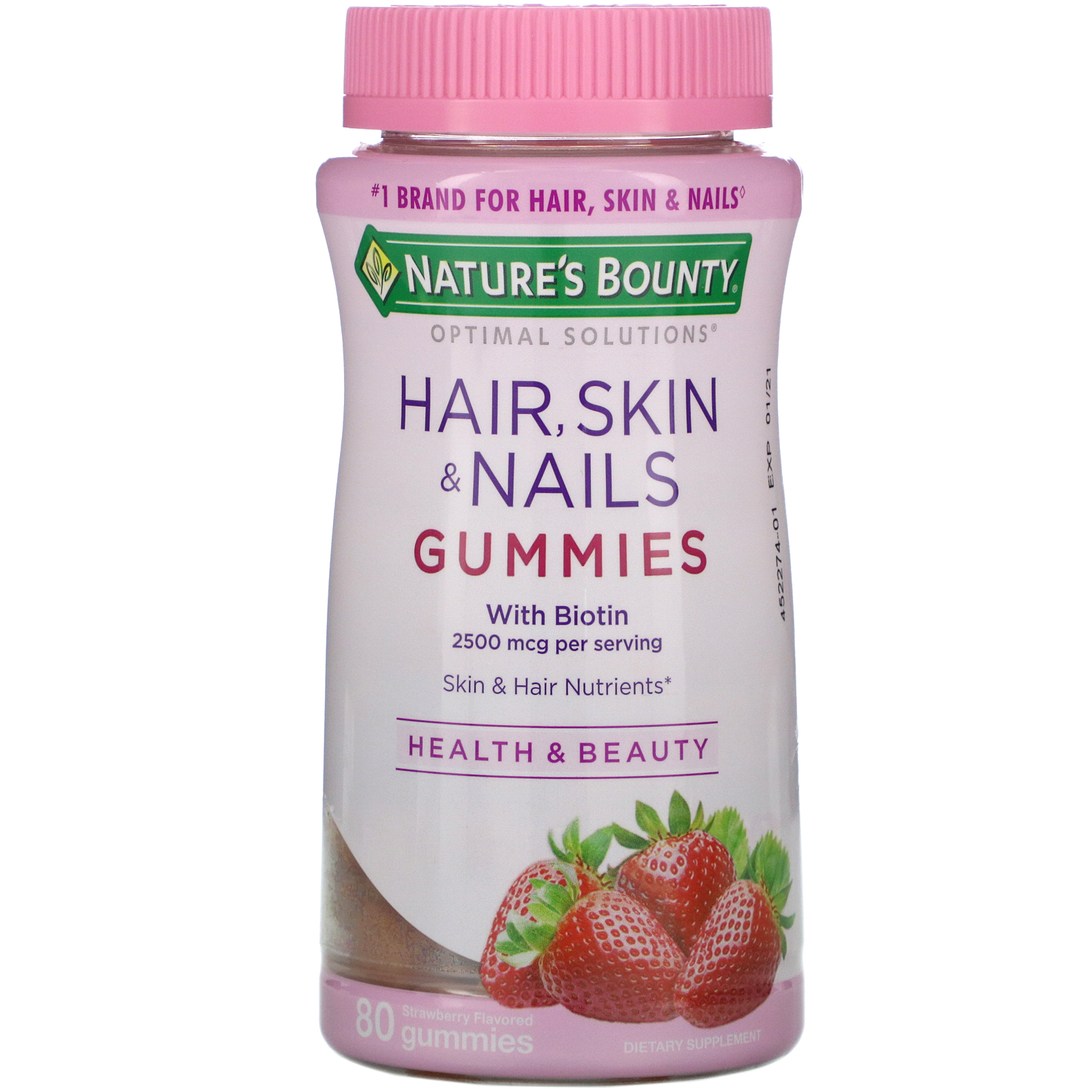 Nature's Bounty, Optimal Solutions, Cabelos, Pele e Unhas, Sabor Morango, 80 Gomas