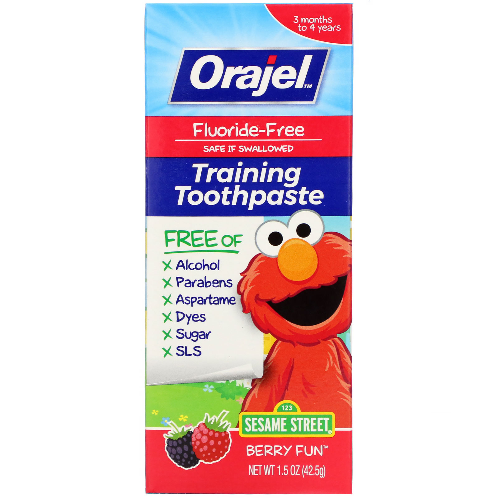 Orajel, Elmo Training Toothpaste, Fluoride-Free, 3 Months to 4 Years, Berry Fun, 1.5 oz (42.5 g) - Imagem 2