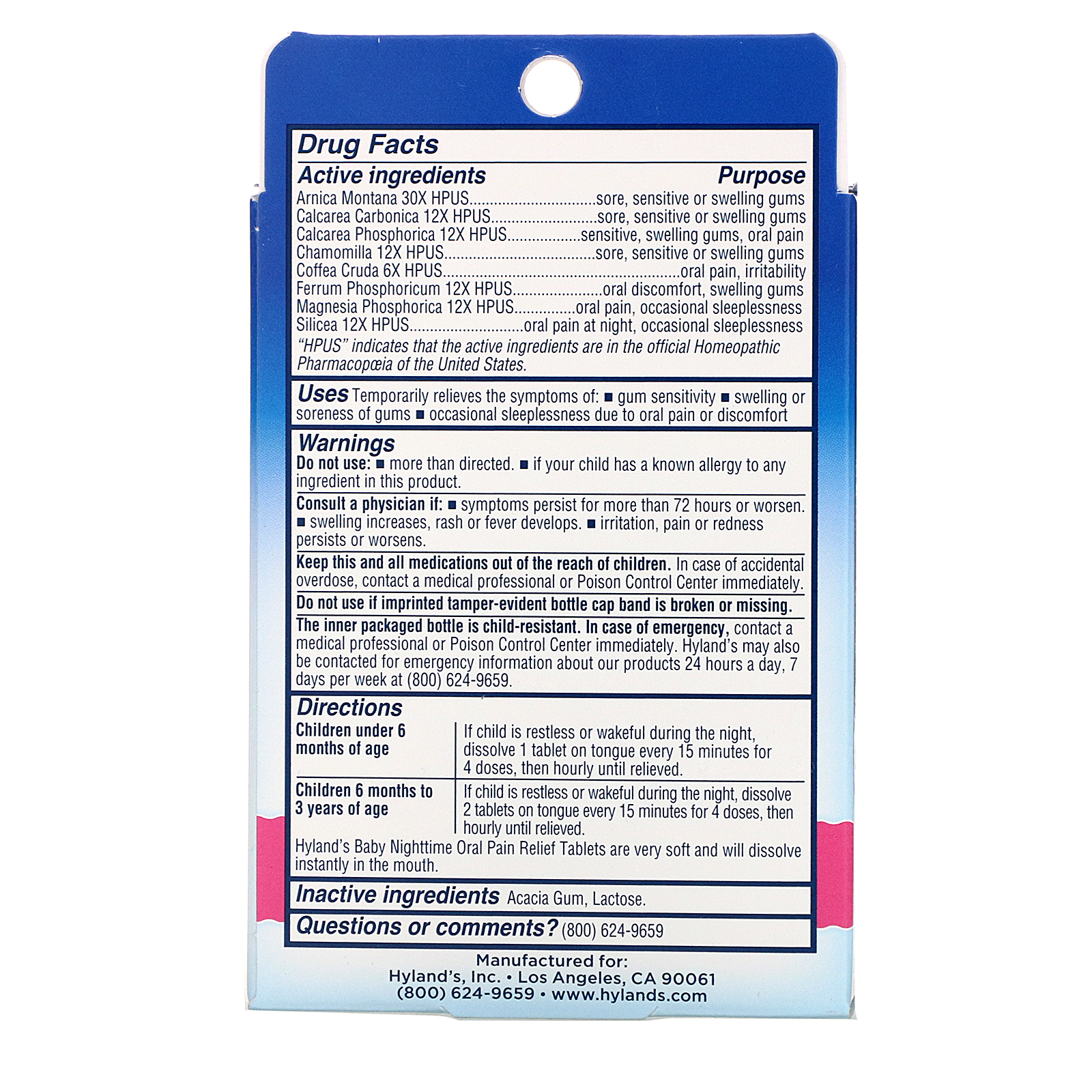 Hyland's, Baby, Oral Pain Relief Nighttime, 125 Quick-Dissolving Tablets - Imagem 2