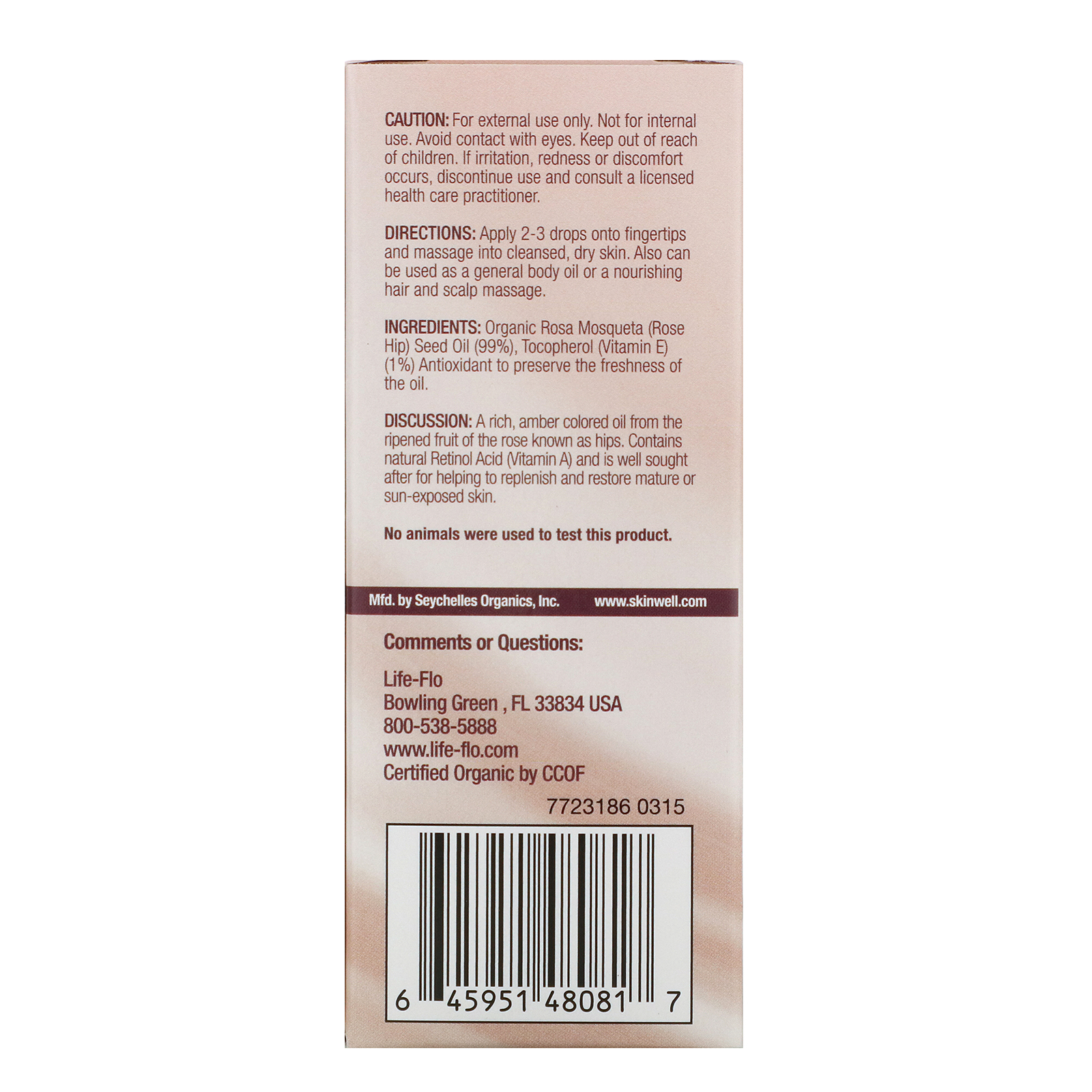 Life-flo, Óleo da Semente de Rosa Mosqueta Puro, Cuidados com a Pele, 30 ml (1 oz) - Imagem 2