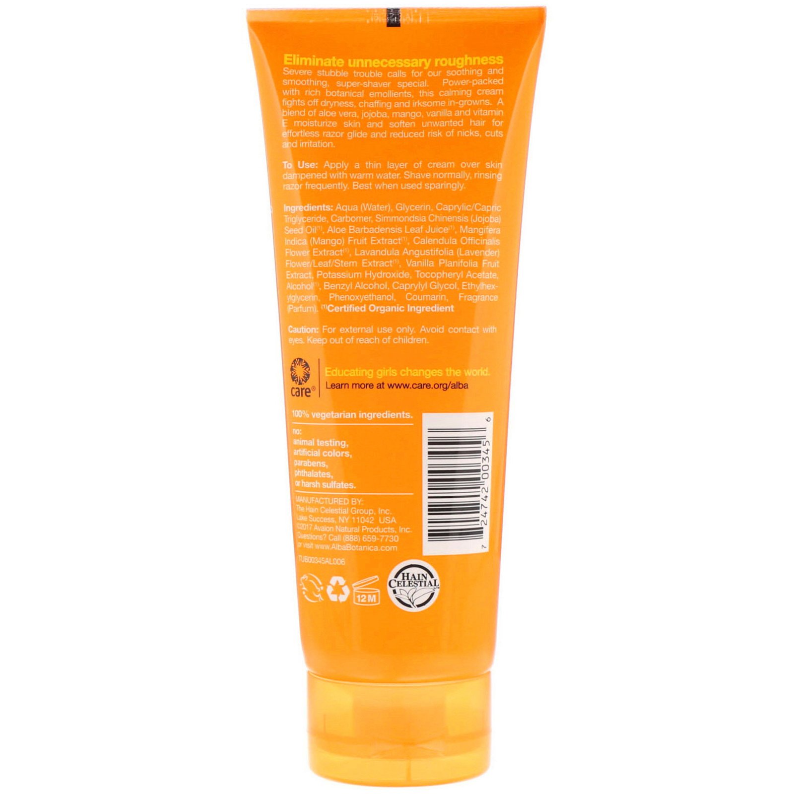 Alba Botanica, Natural, Creme de barbear muito emoliente, Manga e baunilha, 227 g - Imagem 2