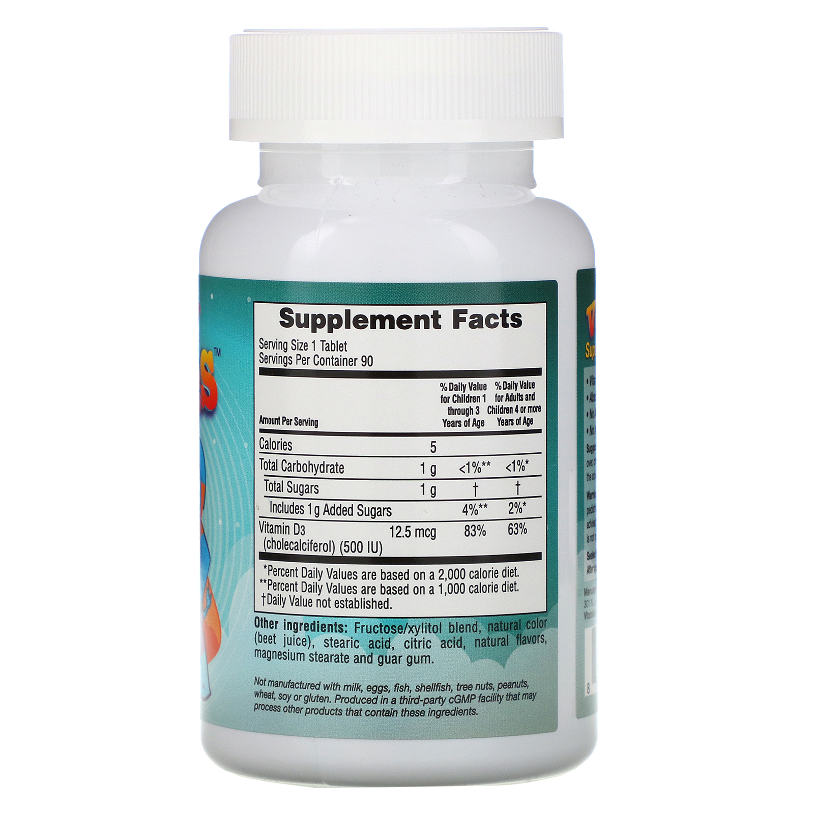 Vitables, Gomas Mastigáveis de Vitamina D3 para Crianças, Sabor Cereja Preta, 12,5 mcg (500 UI), 90 Comprimidos Vegetarianos - Imagem 2