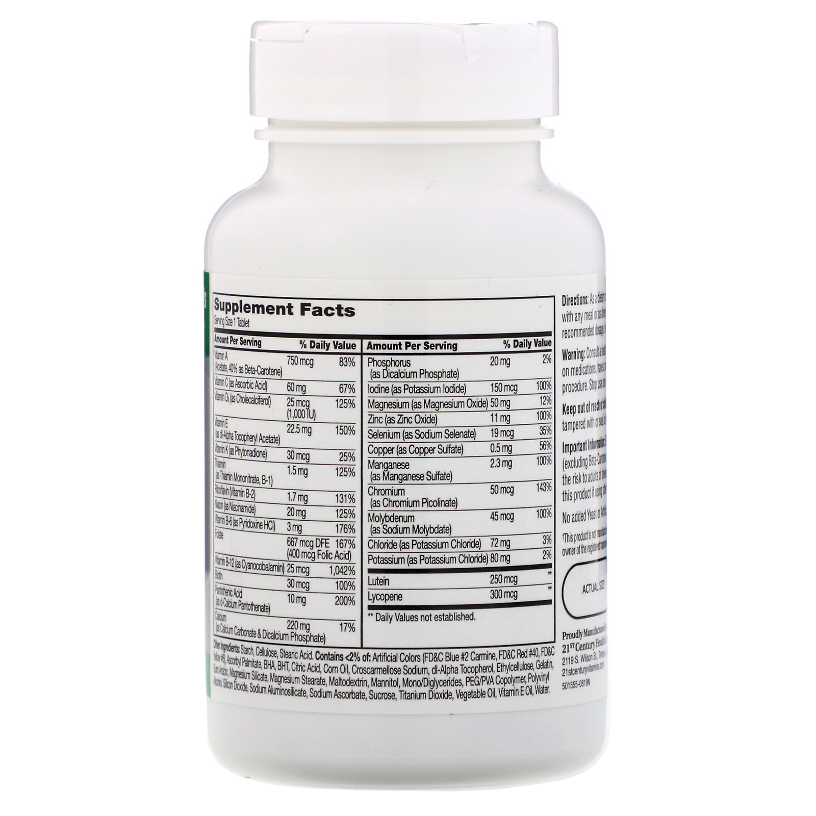 21st Century, Sentry Senior, Multivitamin & Multimineral Supplement, Adultos Acima de 50 anos, 125 Comprimidos - Imagem 2