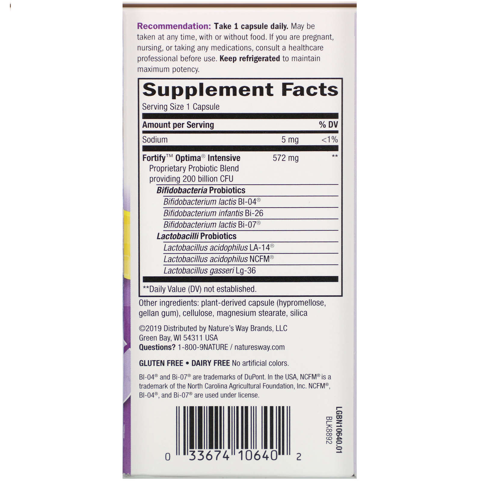 Nature's Way, Fortify Optima Probiotic, Intensive, 200 Billion, 30 Vegetarian Capsules - Imagem 2