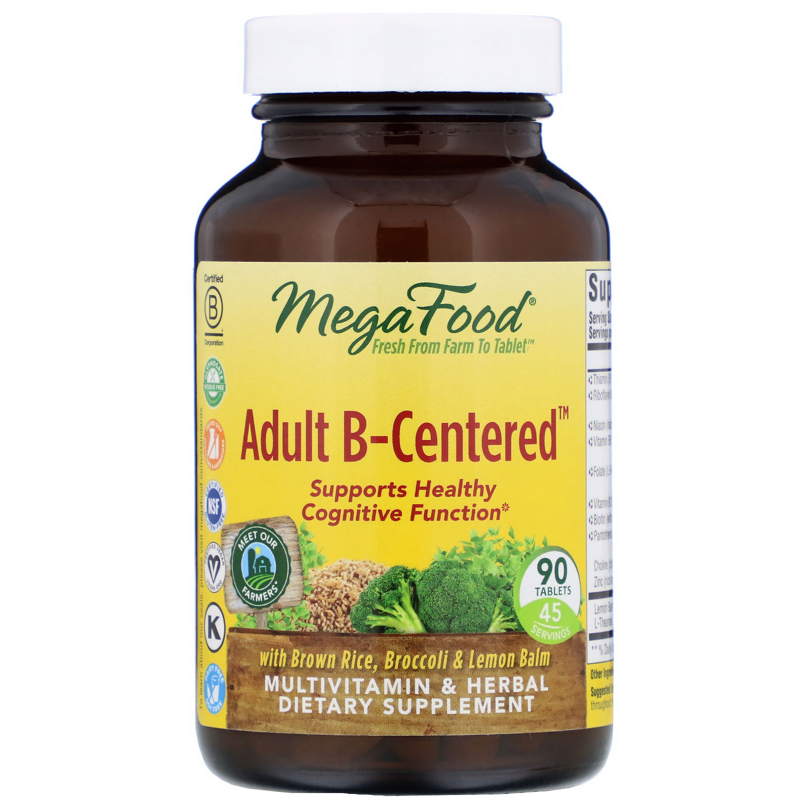 MegaFood, Adult B-Centered, 90 Comprimidos