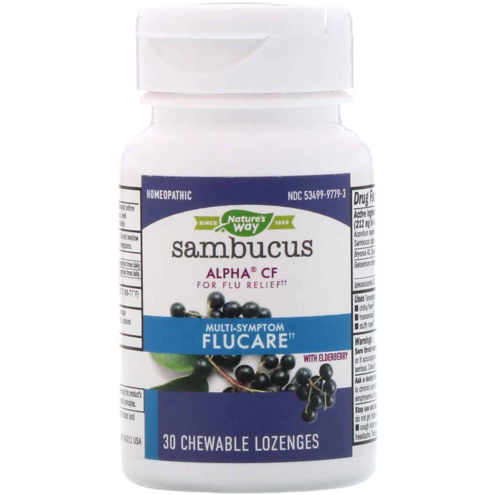 Nature's Way, Sambucus Cuidado de Gripe, Alívio da Gripe com Multi-Sintomas, Pastilhas de Sabugueiro, 30 Tabletes Mastigáveis - Imagem 4