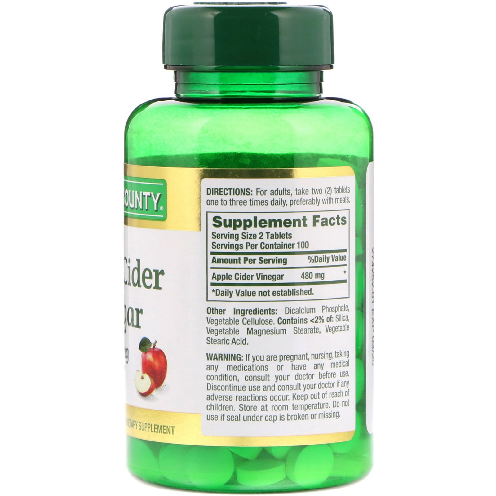 Nature's Bounty, Vinagre de Sidra, 480 mg, 200 Comprimidos - Imagem 2