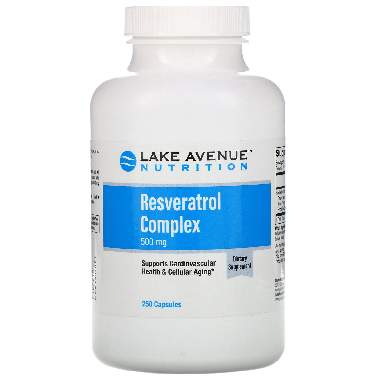 Lake Avenue Nutrition, Complexo de Resveratrol, 500 mg, 250 Cápsulas