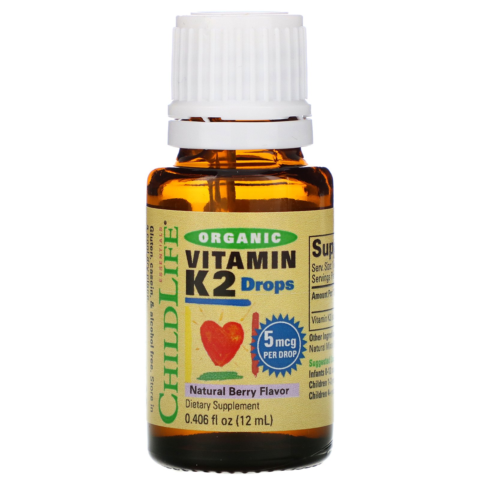 ChildLife, Orgânico, Gotas de Vitamina K2, Sabor Natural de Frutos Silvestres, 12 ml (0,406 fl oz) - Imagem 3