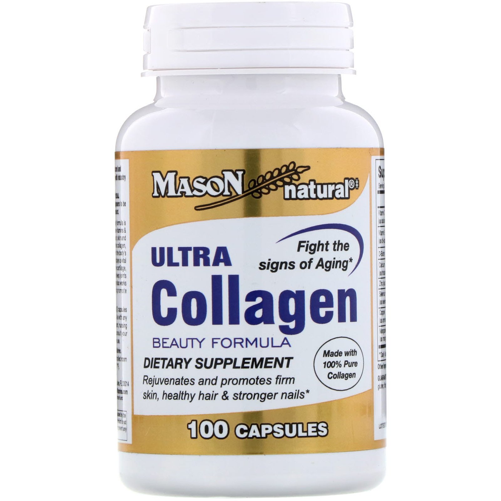 Mason Natural, Fórmula de Beleza Ultra Colágeno, 100 Cápsulas