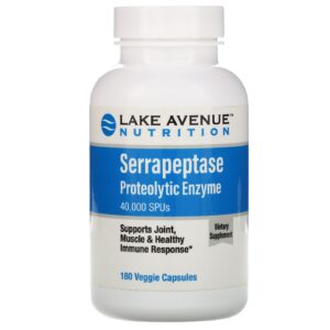 Lake Avenue Nutrition, Serrapeptase, Enzima Proteolítica, 40.000 SPUs, 180 Cápsulas Vegetais