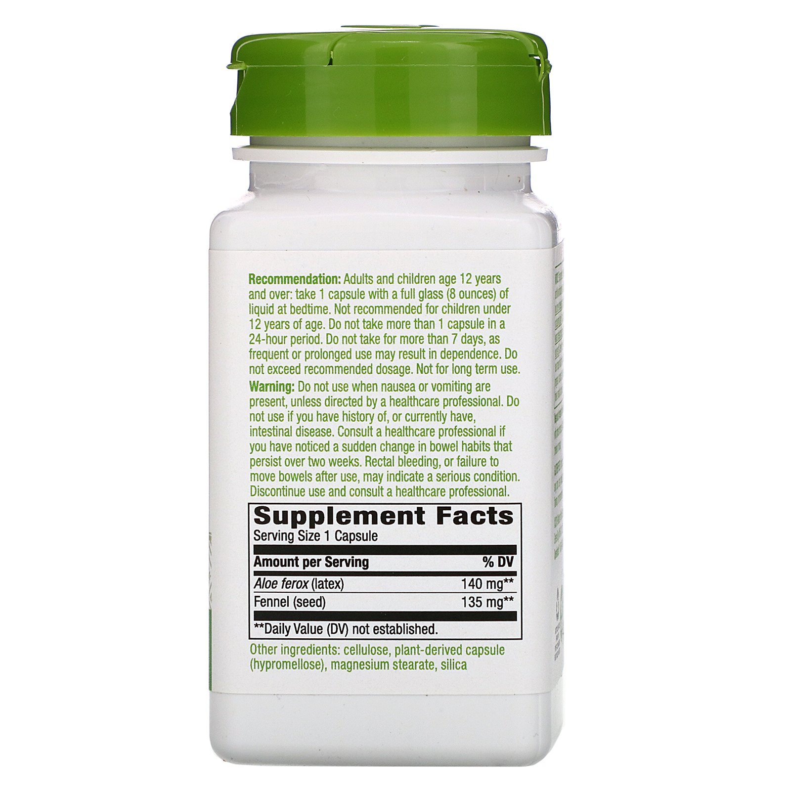 Nature's Way, Aloe Latex with Fennel, 140 mg, 100 Vegan Capsules - Imagem 2
