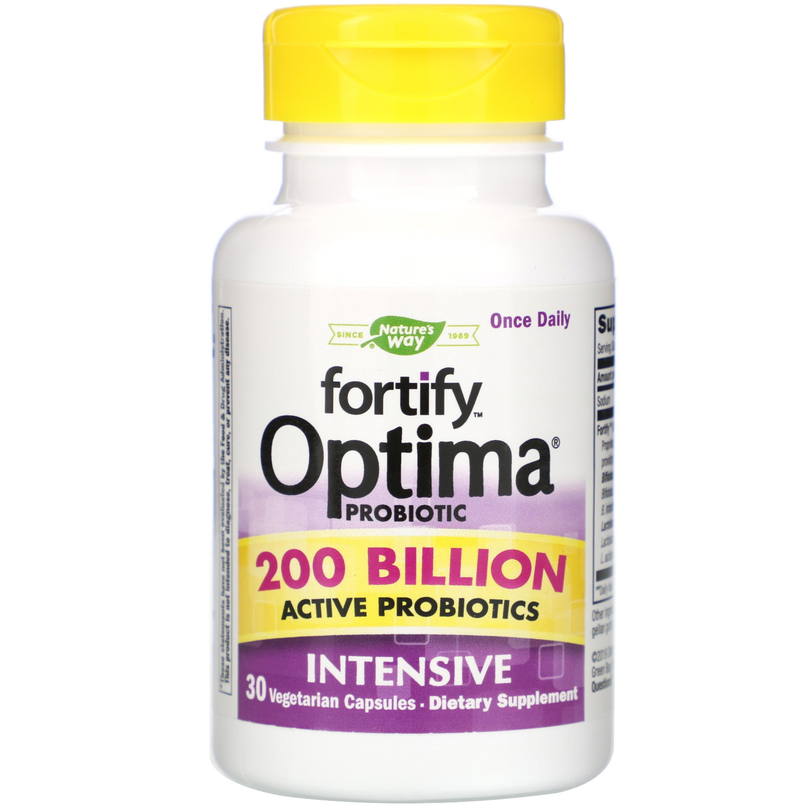 Nature's Way, Fortify Optima Probiotic, Intensive, 200 Billion, 30 Vegetarian Capsules - Imagem 3