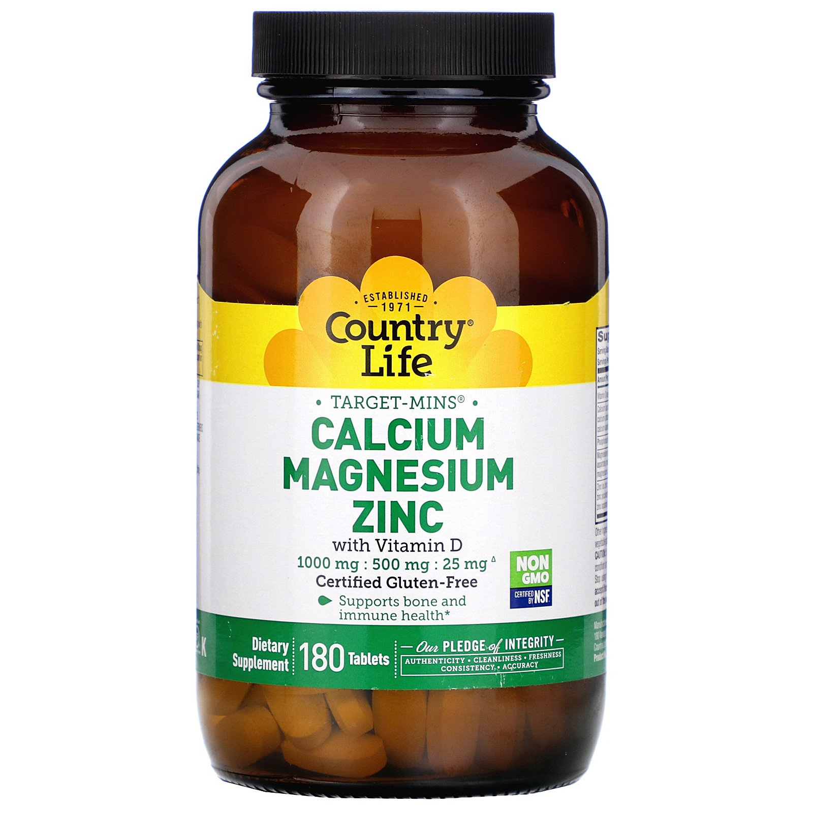 Country Life, Target-Mins, Calcium Magnesium Zinc with Vitamin D, 180 Tablets
