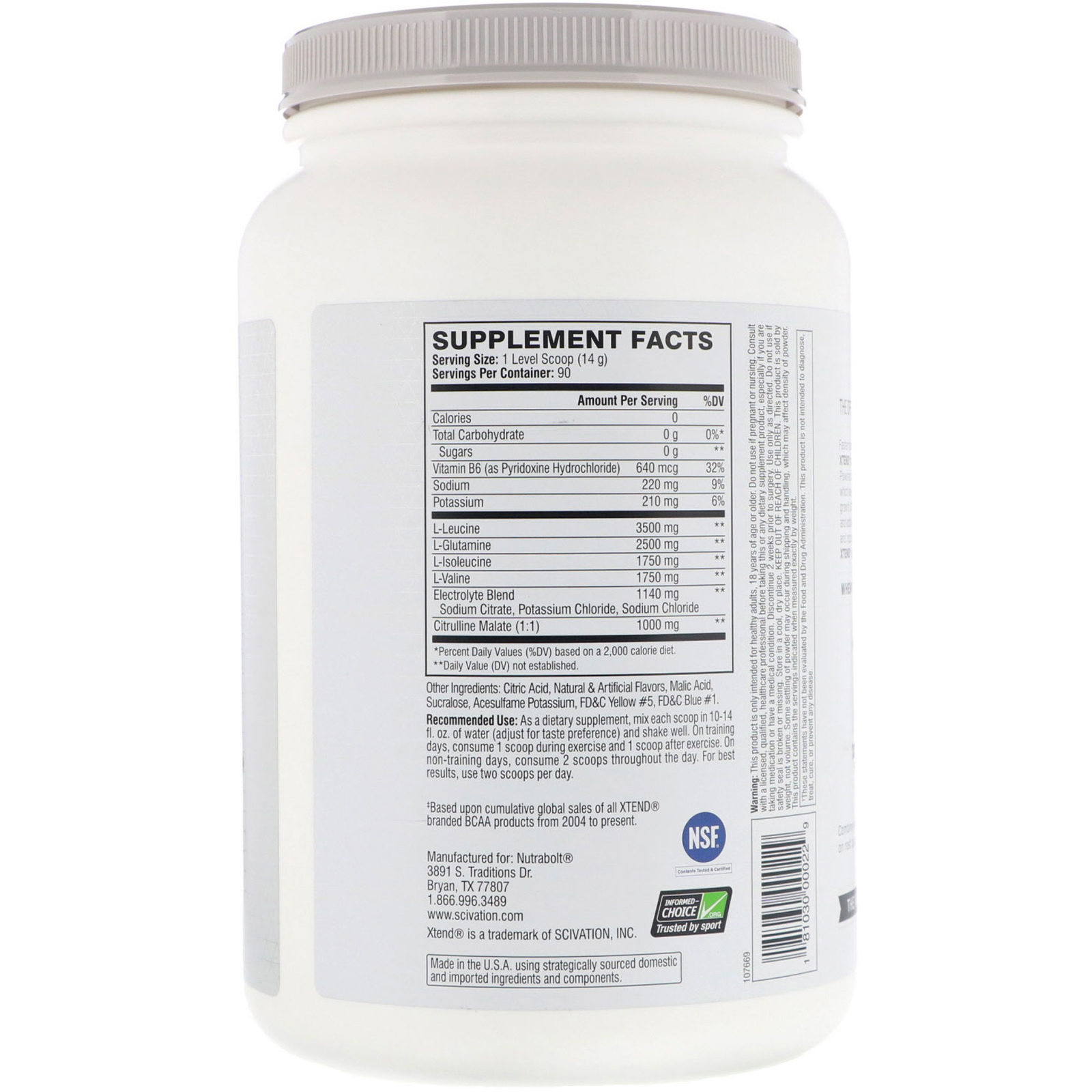 Scivation, Xtend, O Original 7G BCAA, Lemon-Lime Squeeze, 1,26 kg (2,78 lb) - Imagem 2