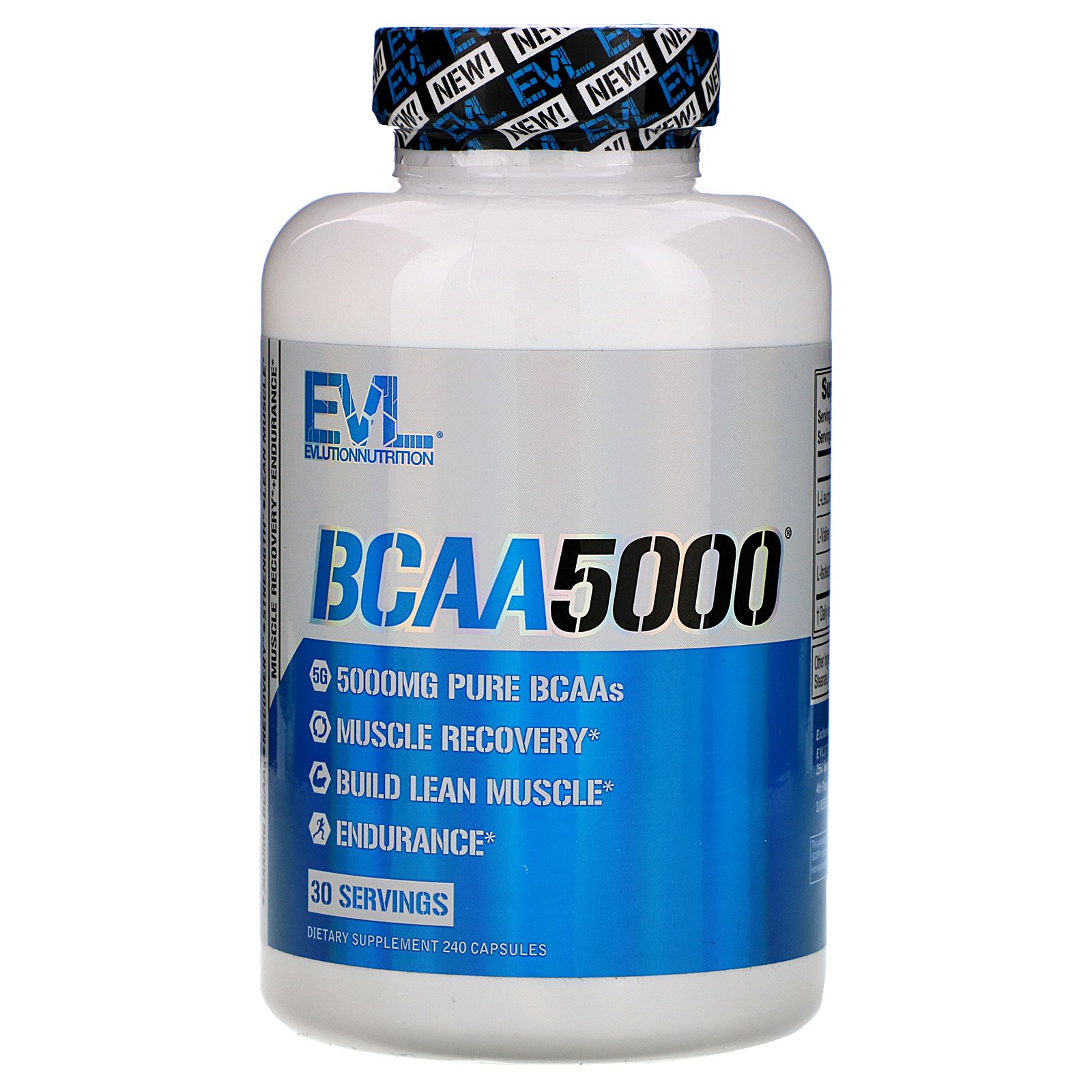 EVLution Nutrition, BCAA5000, 240 Cápsulas