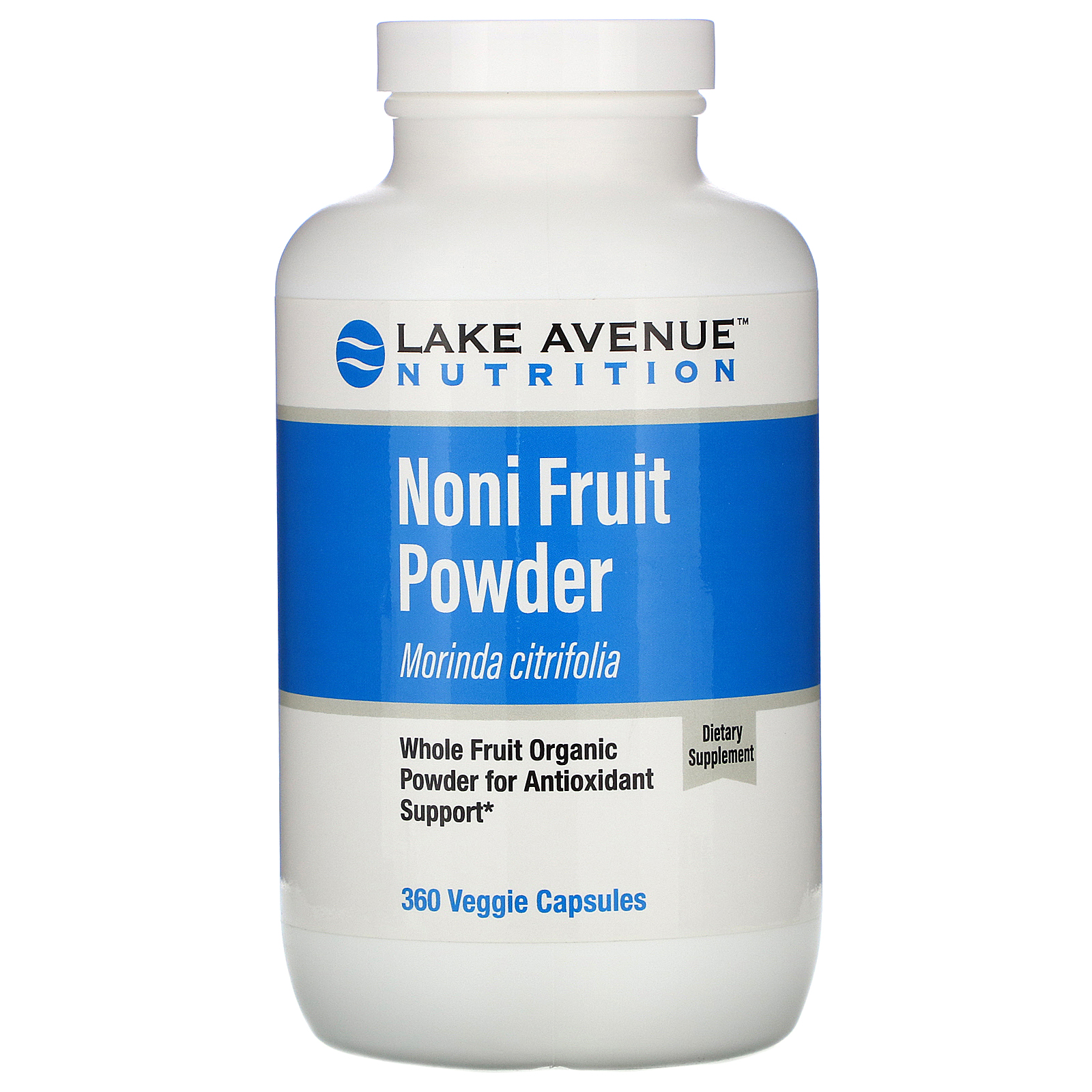 Lake Avenue Nutrition, Pó de Fruto Noni, Pó Orgânico de Fruto Inteiro, 360 Cápsulas Vegetais
