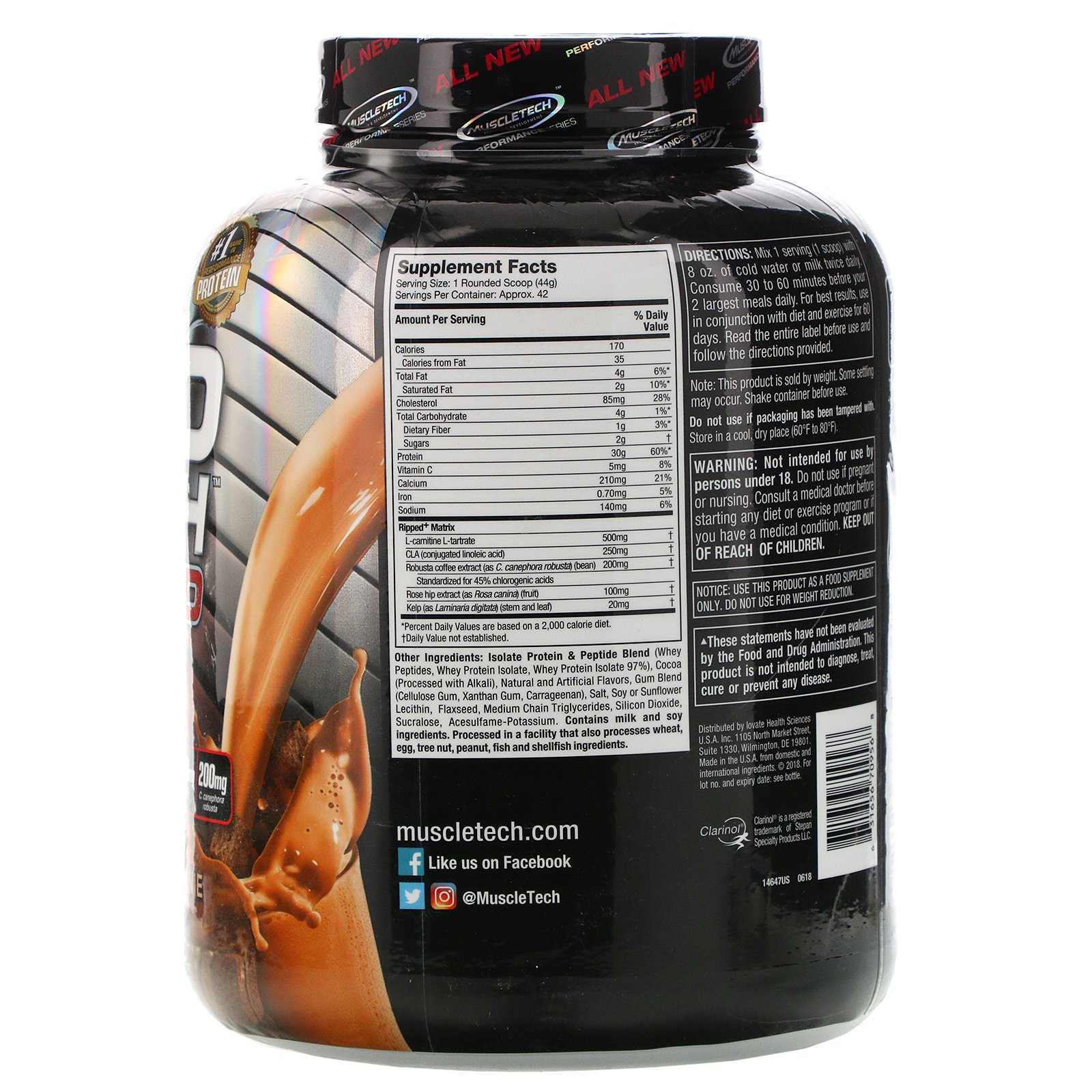 Muscletech, Nitro Tech Ripped, A Fórmula Definitiva de Proteína + Perda de Peso, Fudge de Chocolate Brownie, 1,81 kg (4 lbs) - Imagem 2