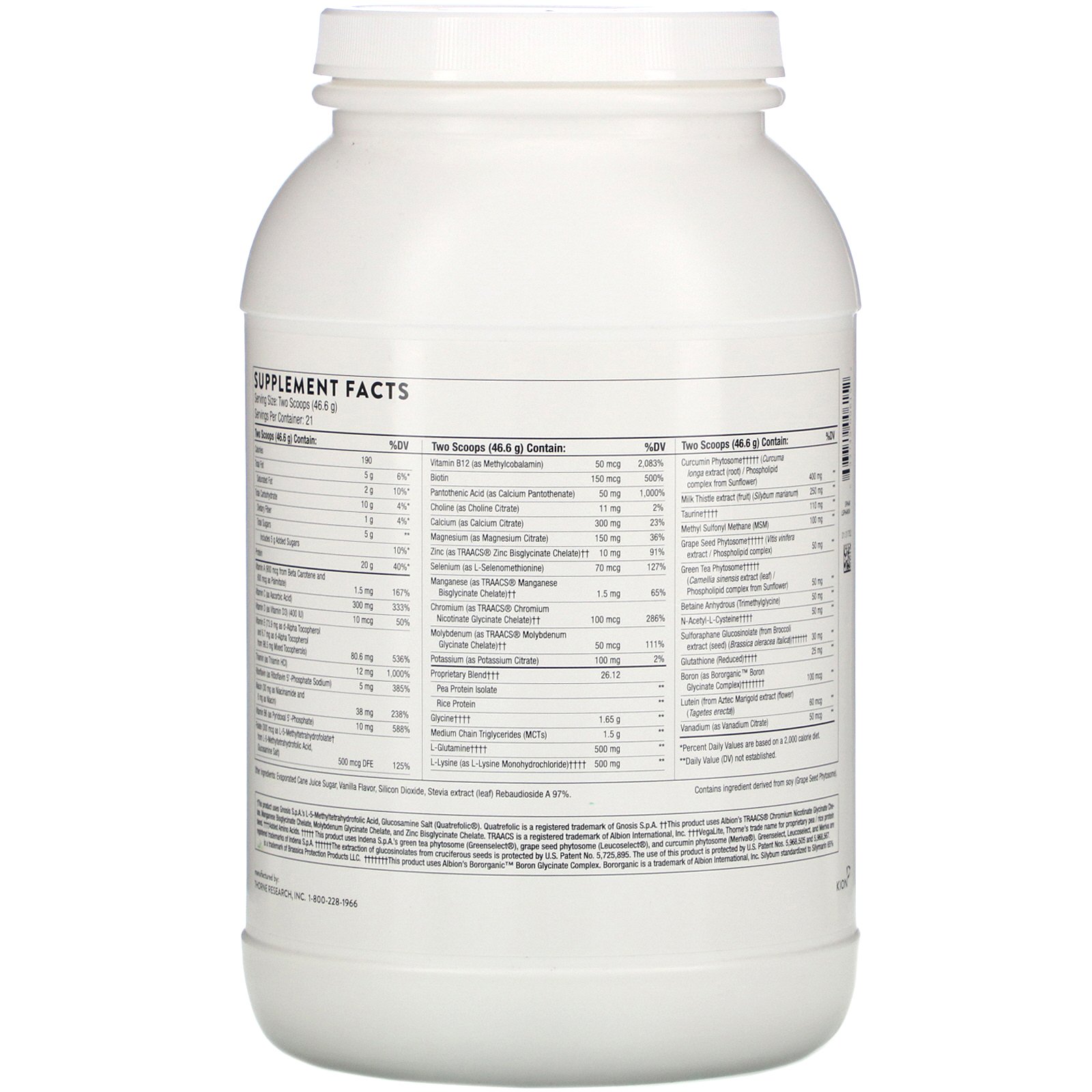 Thorne Research, MediClear-SGS, Vanilla Flavored, 34.4 oz (978 g) - Imagem 2