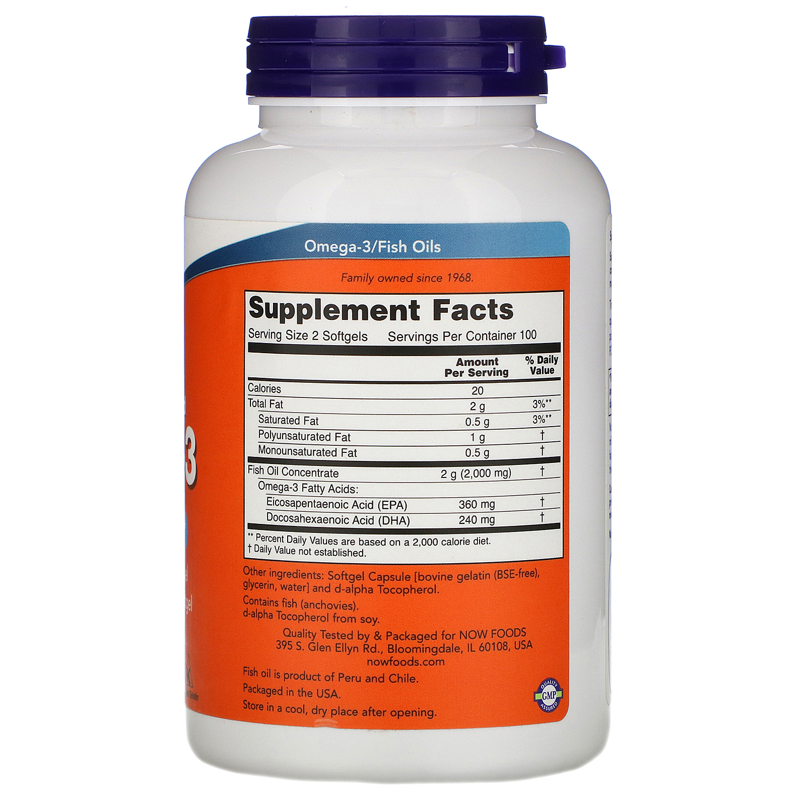 Now Foods, Ômega-3, 180 EPA/120 DHA, 200 Cápsulas Softgel - Imagem 2
