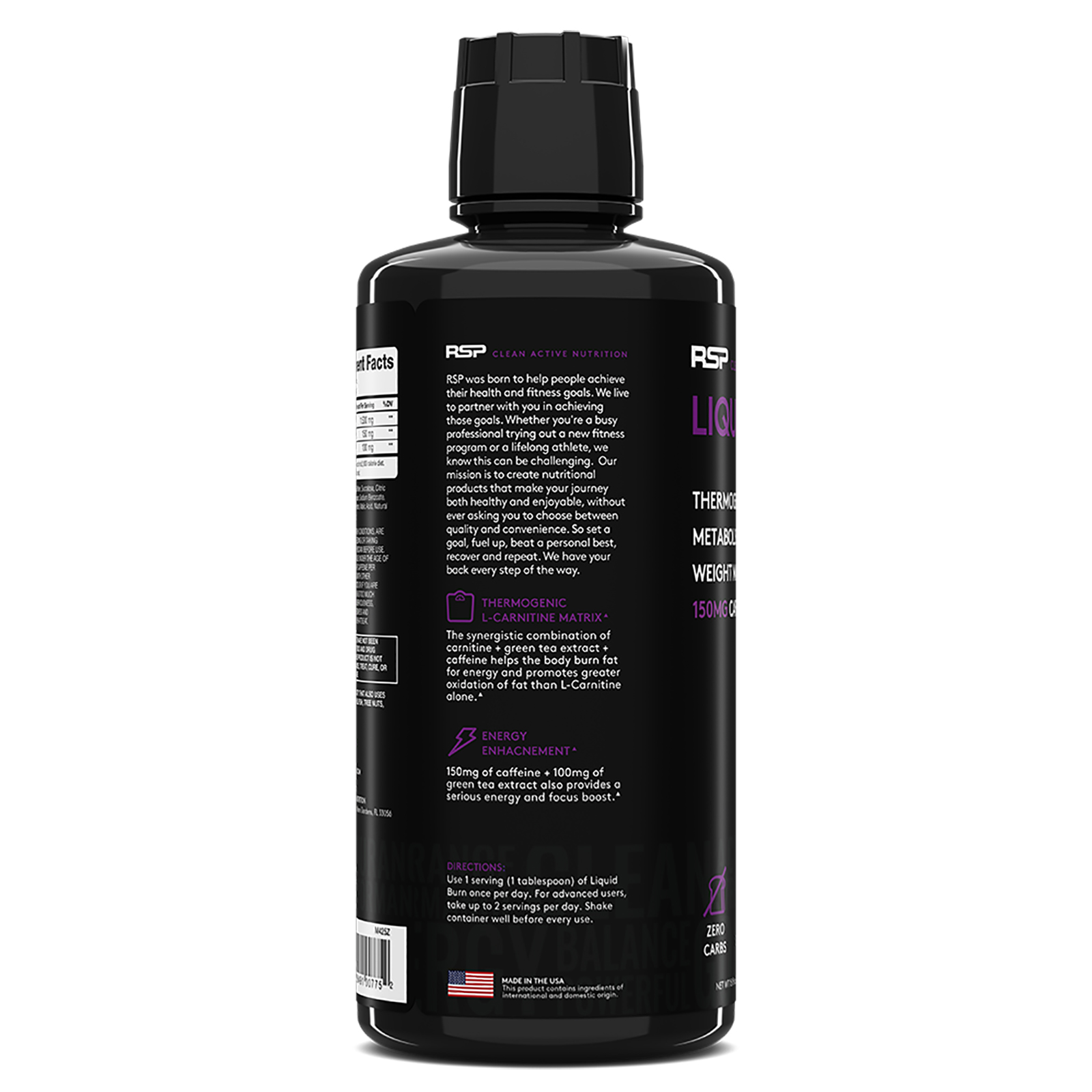 RSP Nutrition, Liquid Burn, Thermogenic L-Carnitine, Berry Punch, 15 fl oz (450 ml) - Imagem 3