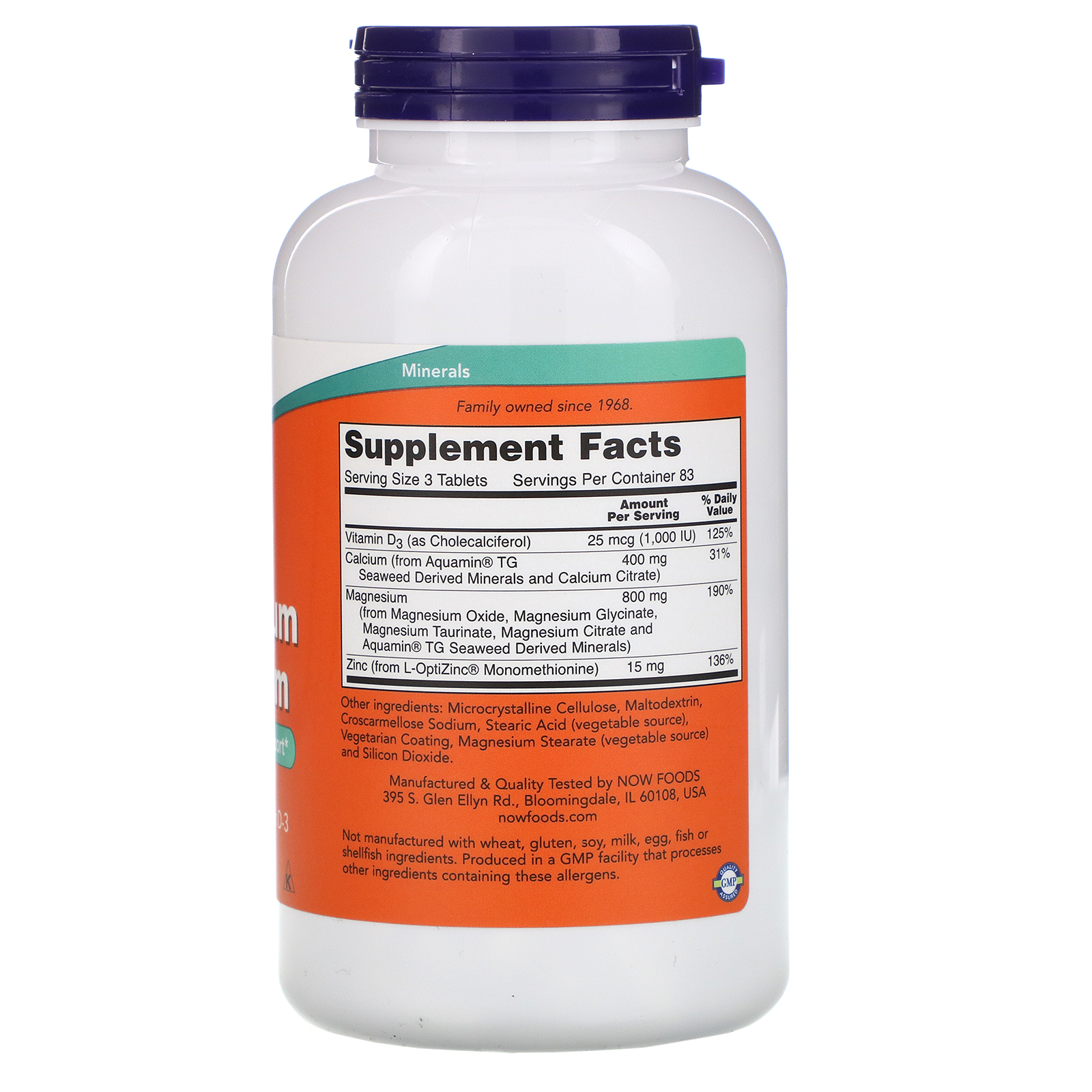 Now Foods, Magnesium & Calcium, 250 Tablets - Imagem 2