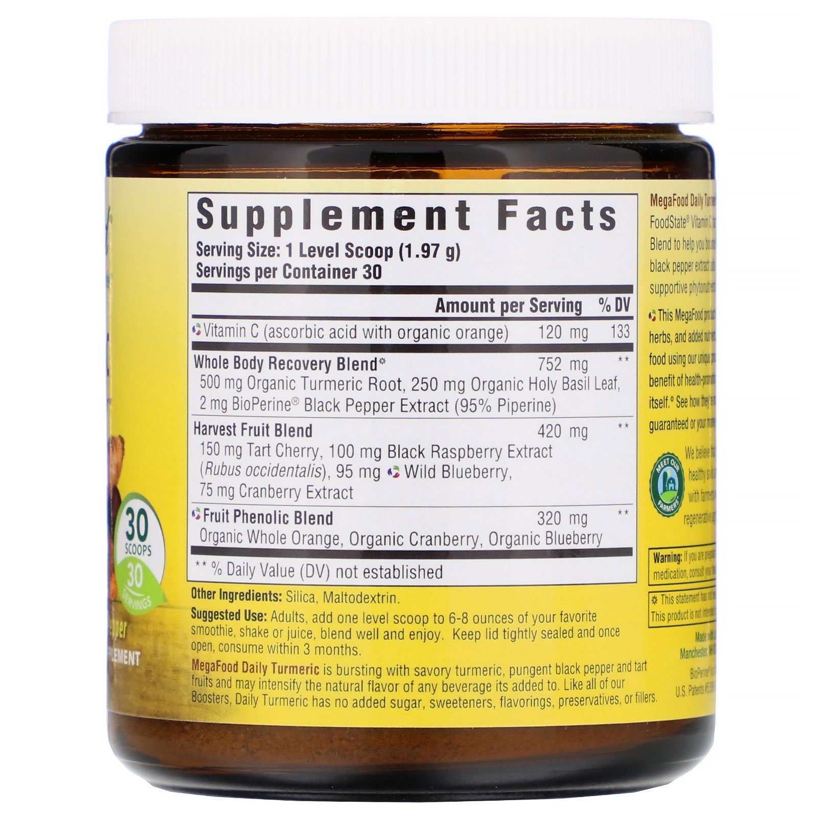 MegaFood, Daily Turmeric, Nutrient Booster Powder, Unsweetened, 2.08 oz (59.1 g) - Imagem 2