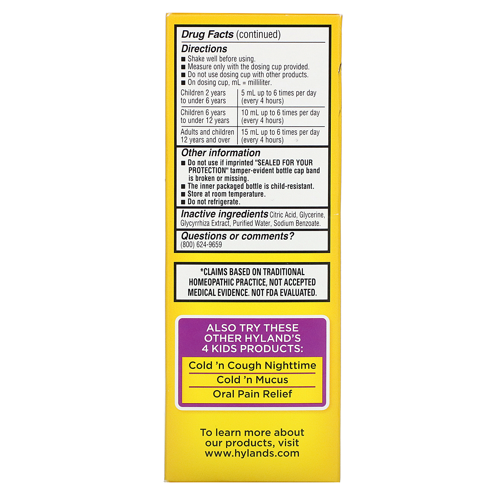 Hyland's, 4 Kids Cold 'n Cough, Entre 2 a 12 Anos, 118 ml (4 fl oz) - Imagem 2