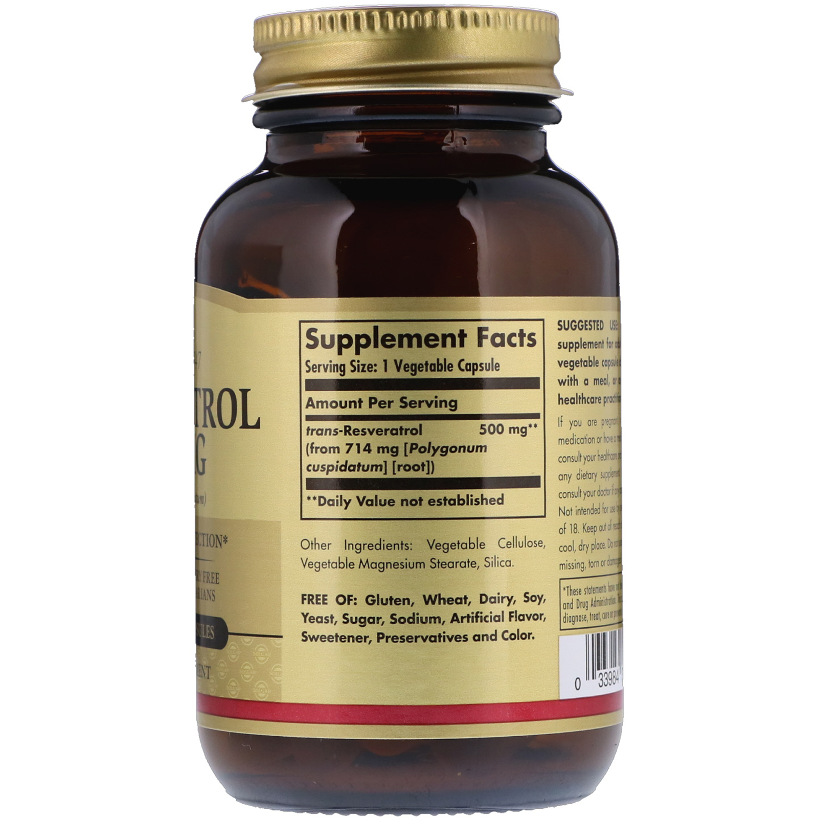 Solgar, Resveratrol, 500 mg, 30 Cápsulas Vegetarianas - Imagem 2