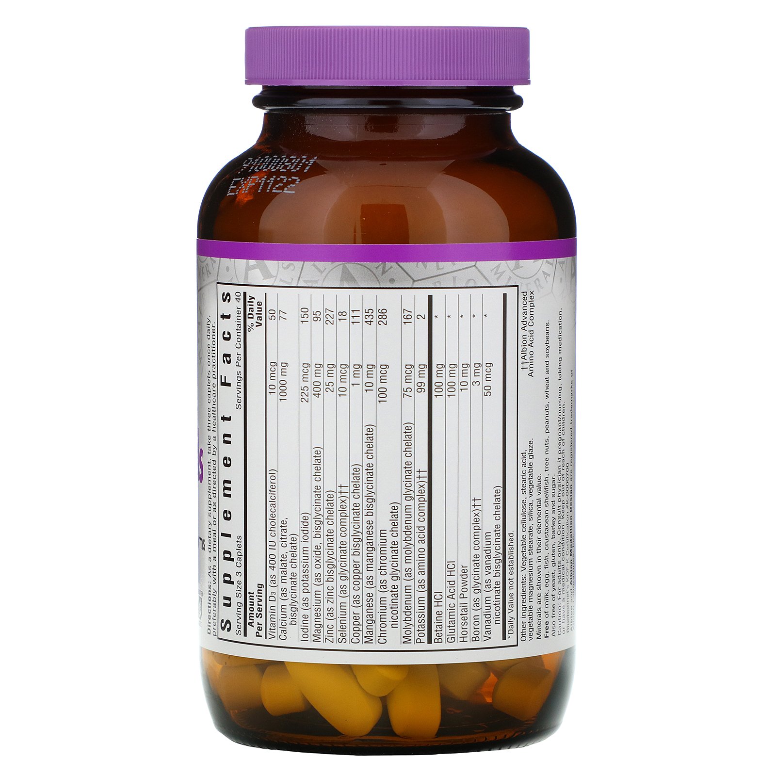 Bluebonnet Nutrition, Multiminerais Quelatados, Sem Ferro, 120 Cápsulas - Imagem 2